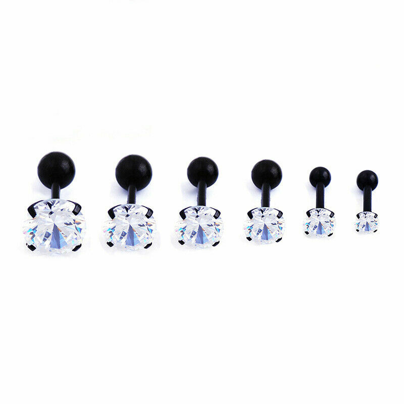 2Pcs Surgical Stainless Steel Round CZ Earrings Screw Back Ear Studs Men Women
