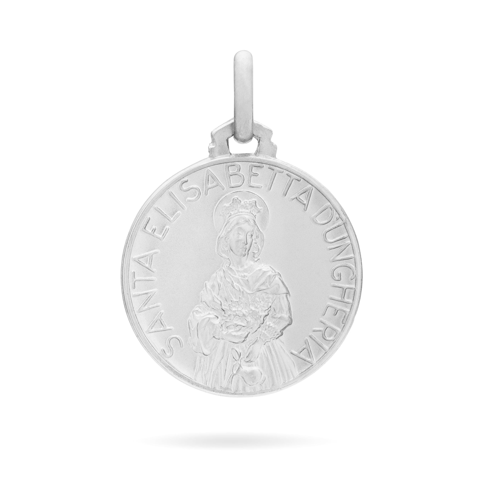 Saint Elizabeth of Hungary Sterling Silver Medal Medallion Pendant Religious Ita