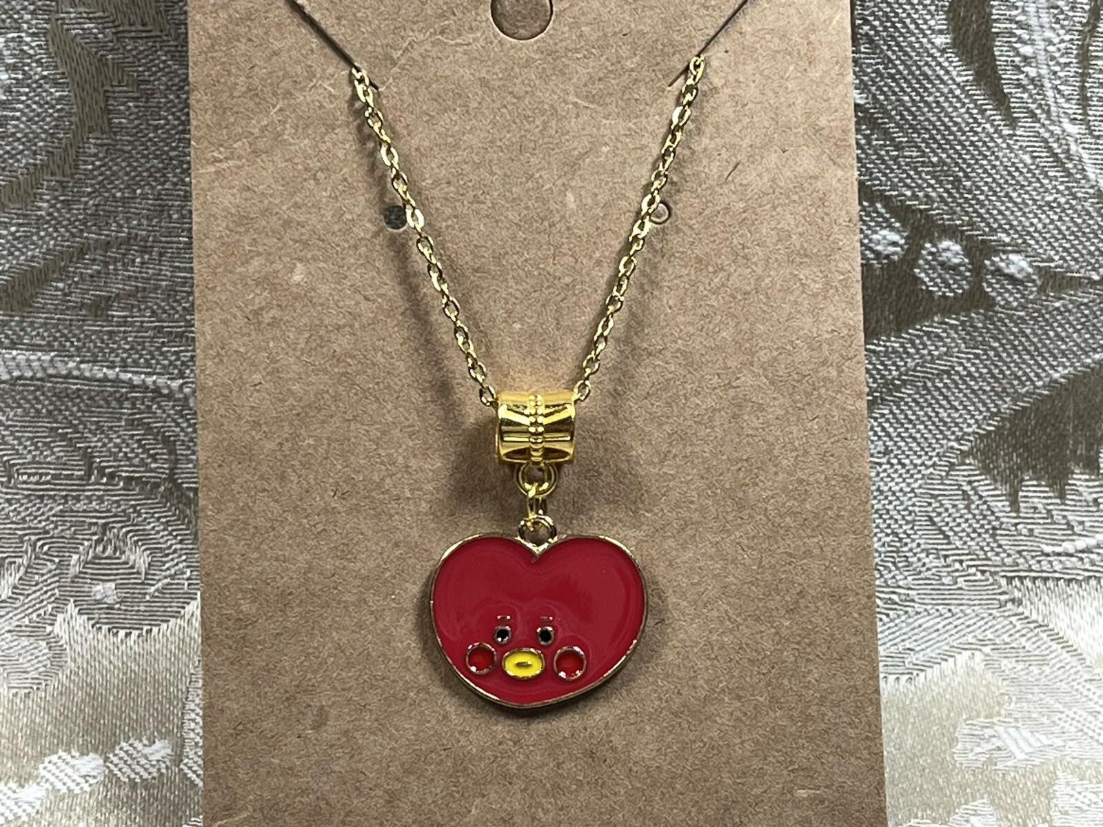K POP Anime Cartoon Emojis Character Gold Pendant Necklace 18”