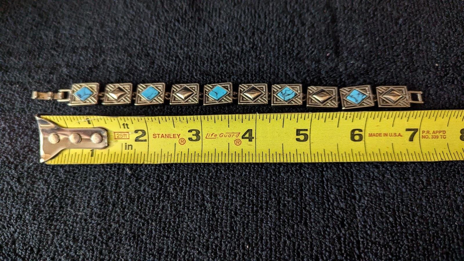 Vintage Silver Tone And Turquoise bracelet. 7 Inches. Not Stamped Silver Or 925