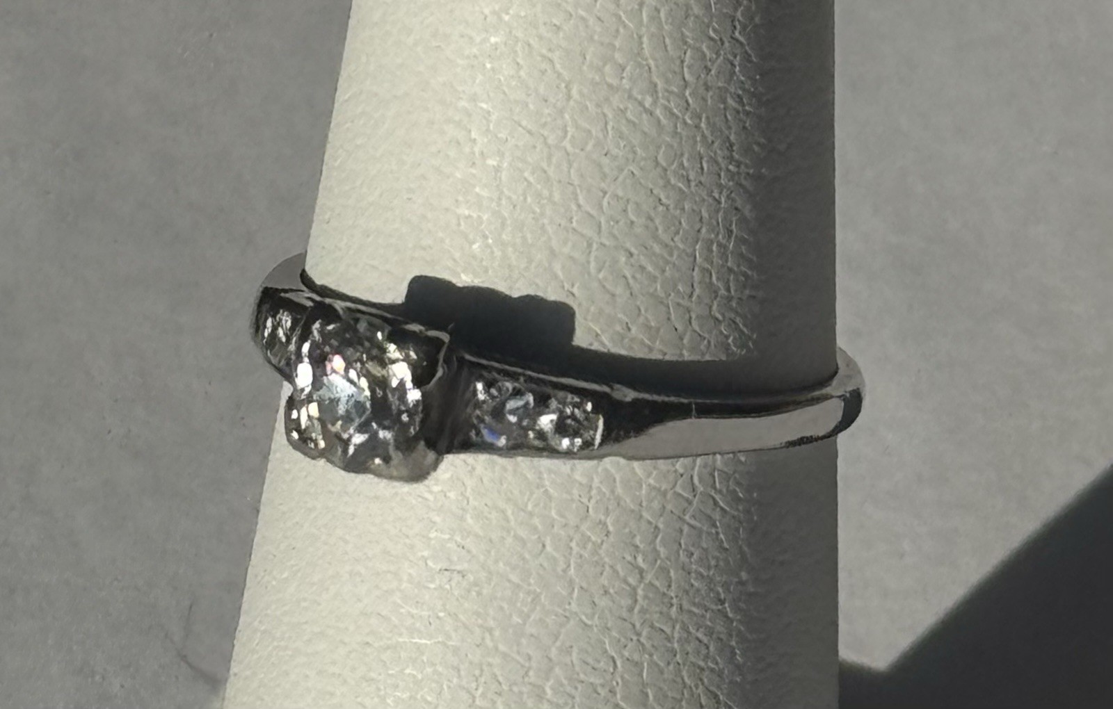 Antique 900 Platinum Victorian Old Mine Cut Diamond Solitaire Ring 0.57 ctw