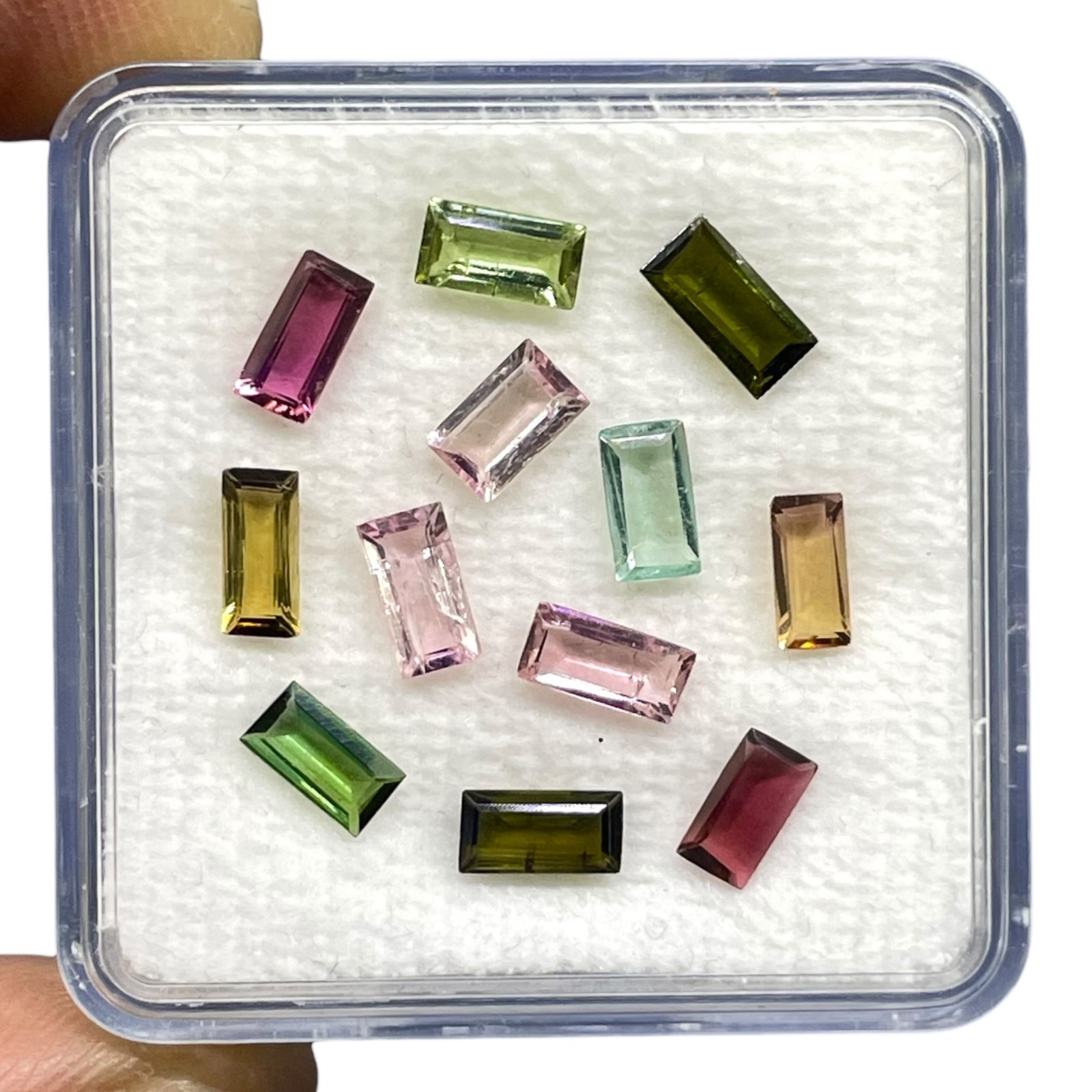 12 Pcs Natural Multi Tourmaline 5.6-6.7mm Baguette Cut Loose Untreated Gemstones