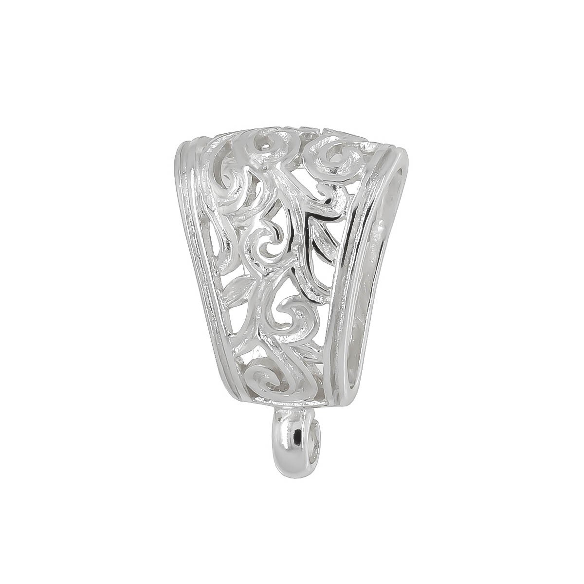 Extra Large Sterling Silver Filigree Pendant Clasp Slider Bail Connector #97365