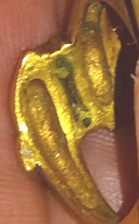 Double Dolphin Size 7 Ring With Gemstones Worn Patina 18K Stamped GF Or GE?