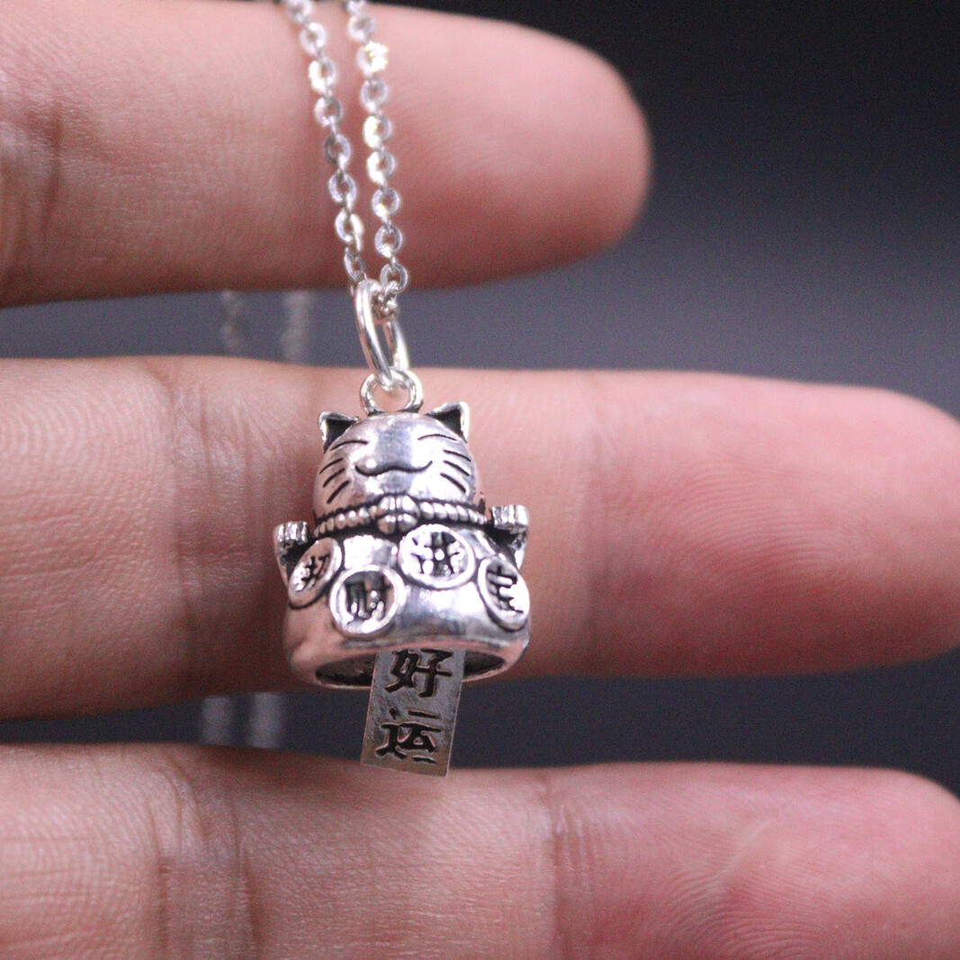 925 Sterling Silver Pendant DIY Make Bracelet Can Make Sound Luck Cat Bell Charm