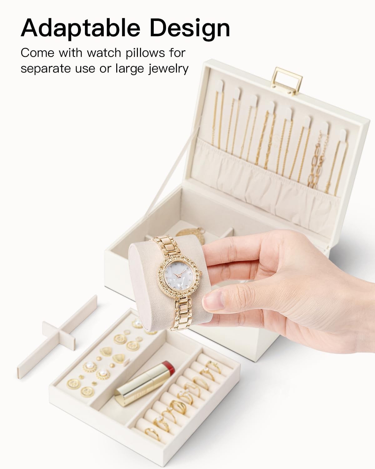 VLANDO Jewelry Organizer,2 Layer Jewelry Box Large Jewelry Organizer for Moth…