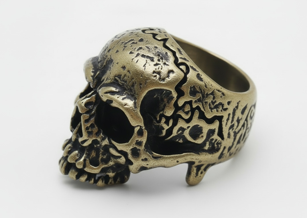 Big Bronze Skull Ring Antique Distressed “Bronze Look” Stainless Steel Biker 42