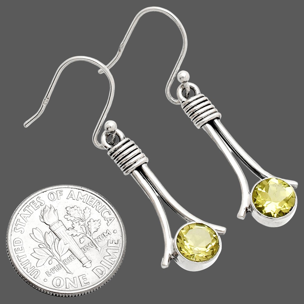 Natural Lemon Quartz 925 Sterling Silver Earrings Jewelry E-1046