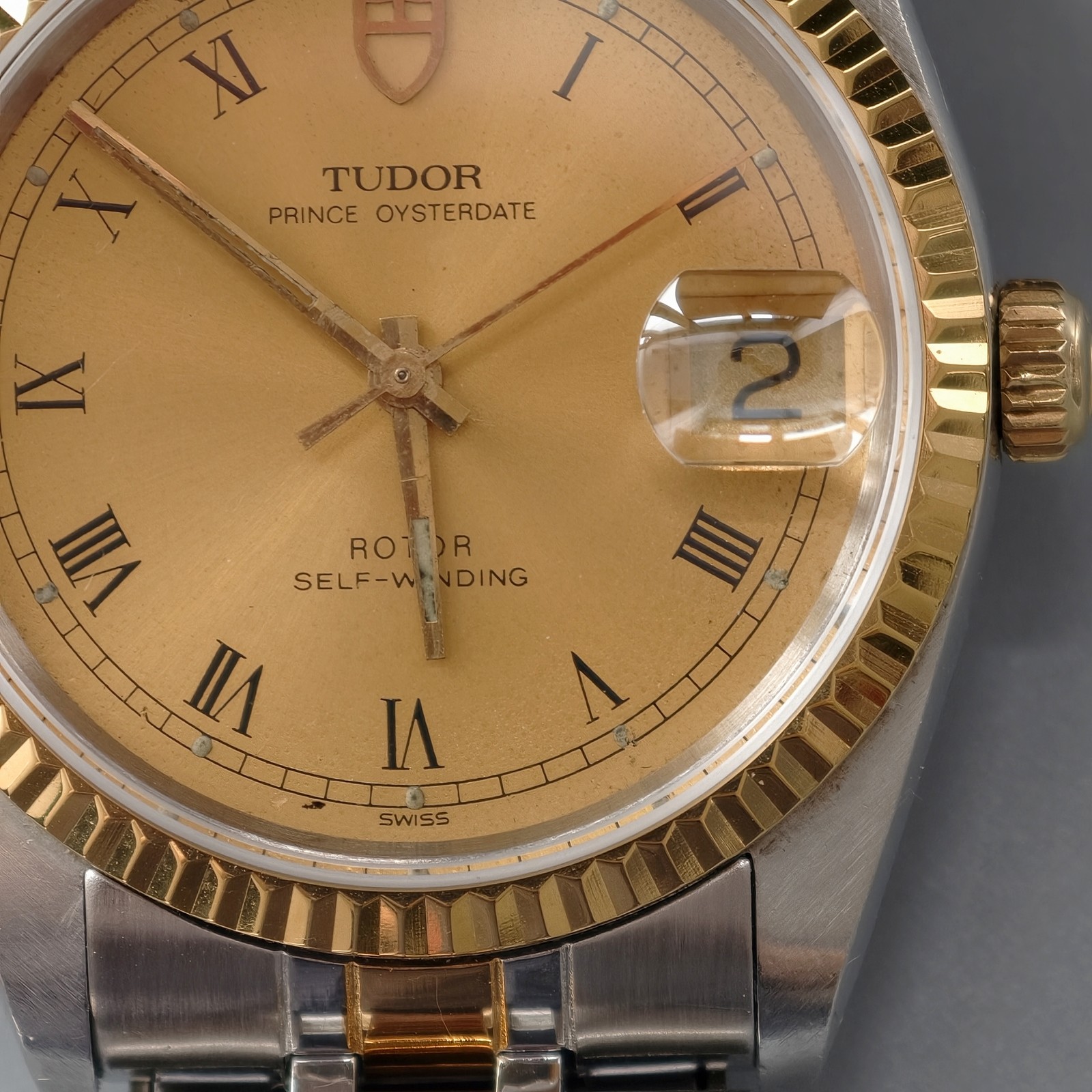 Tudor Prince Date 74033 Champagne Dial Men’s Watch Auto 34mm Black Roman Number