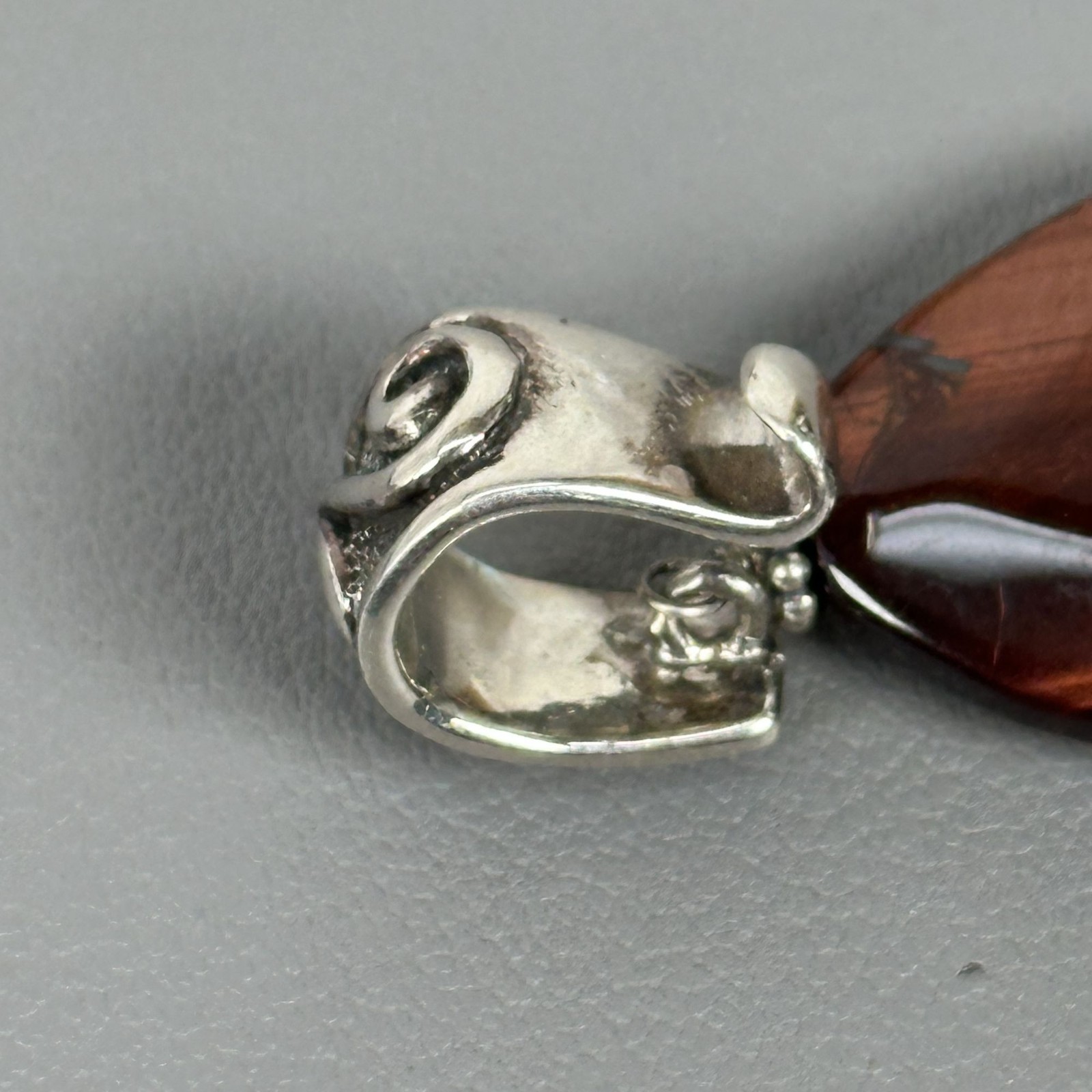Lovely Barse Thailand Red Tiger Eye Enhancer Pendant Sterling Silver Bail 16.3g