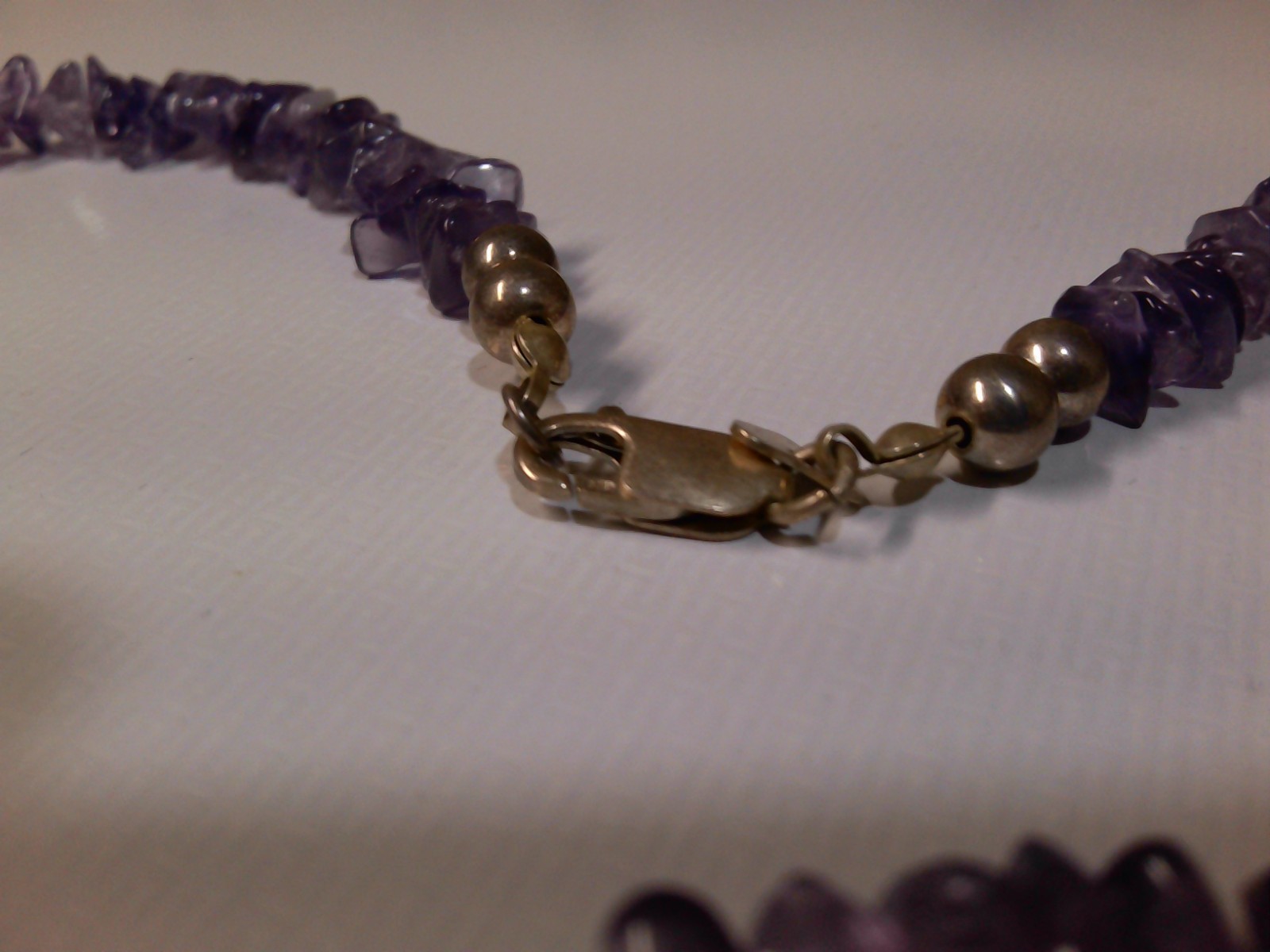 Vintage DTR Jay King amethyst chips with smooth turquoise and silver beads 23″