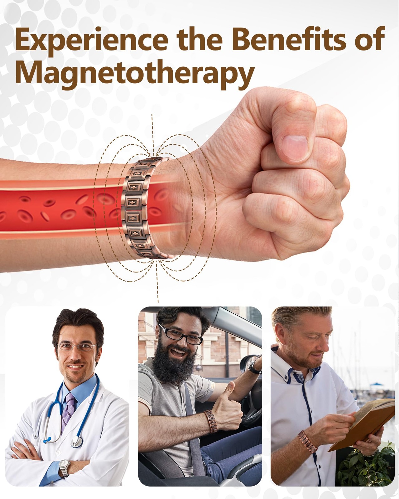 Men’s Bracelet Magnetic Therapy Arthritis Pain Relief Pure Solid Copper Bangle