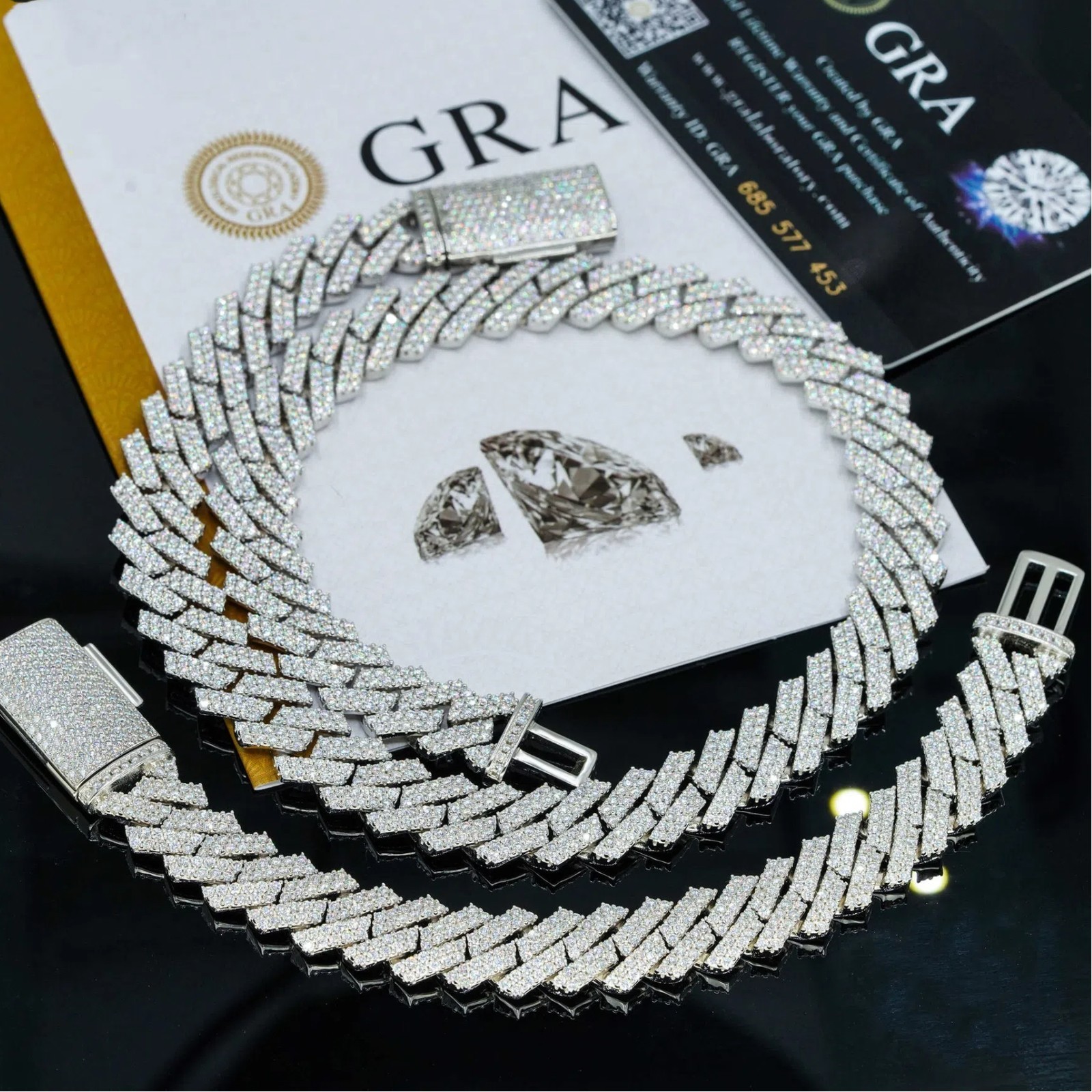 13mm Heavy Solid 925 Silver D VVS1 Moissanite Miami Cuban Link Chain Necklace