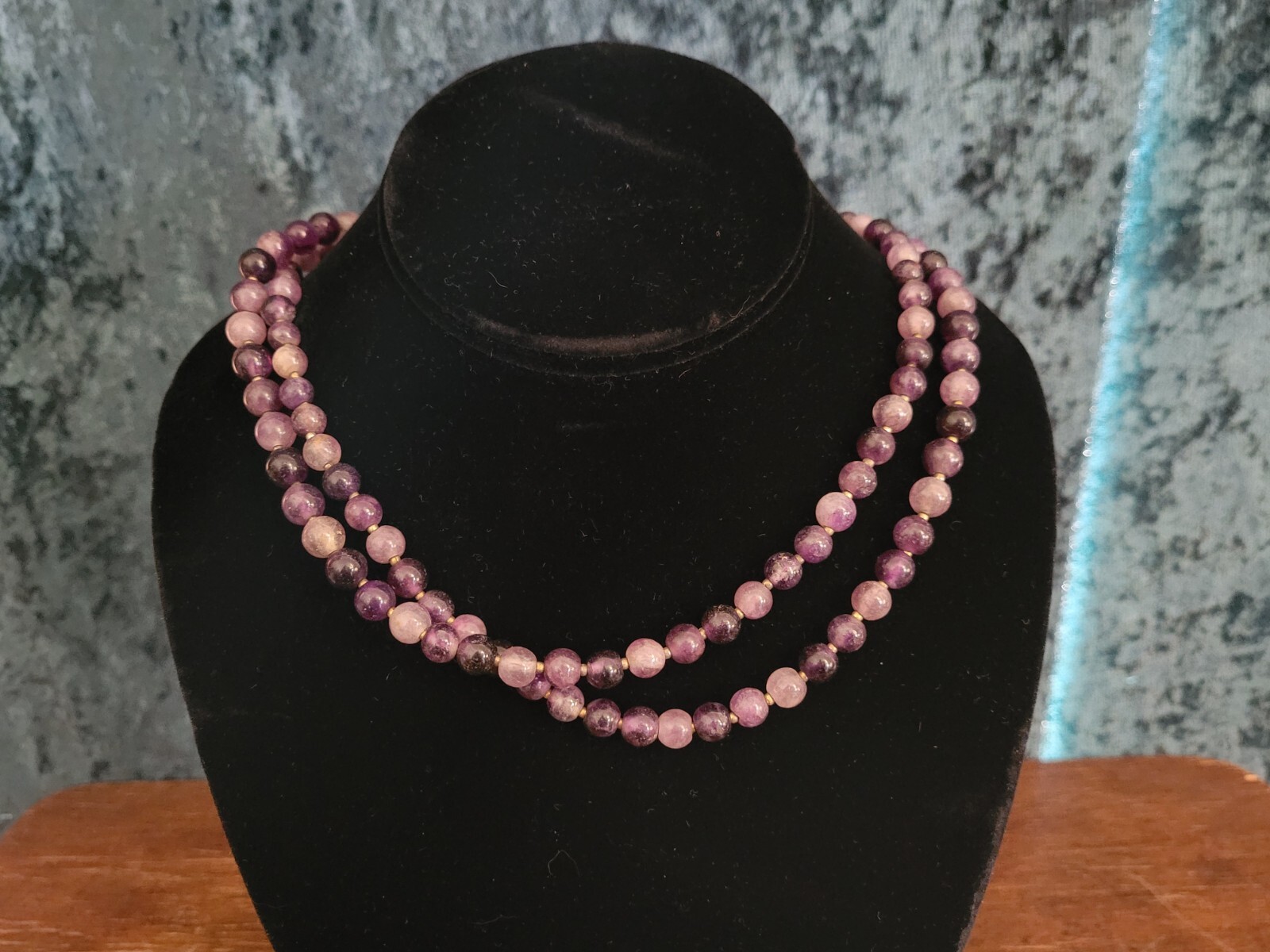 Lovely & Long Vintage Beaded Amethyst Necklace ~ Shades Of Purple