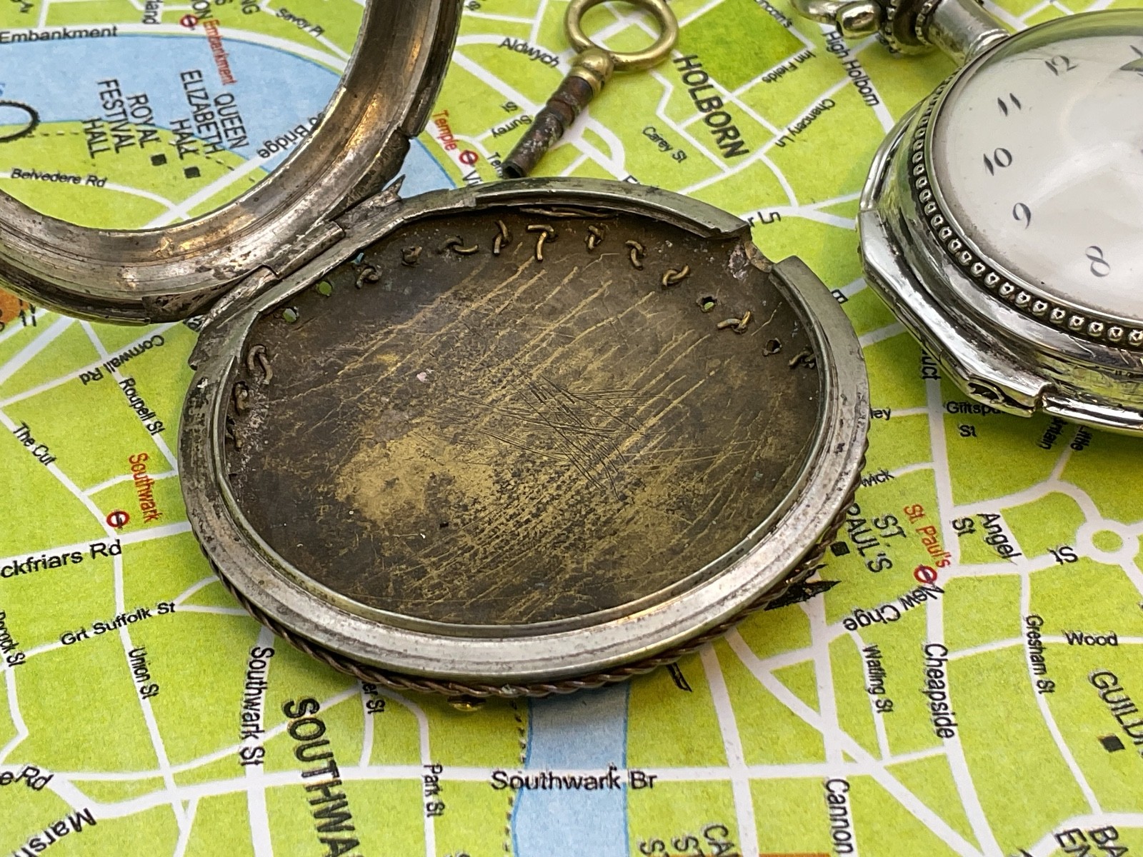 Austrian Silver Pair case Laquered Verge 1820 . Pocket Watch