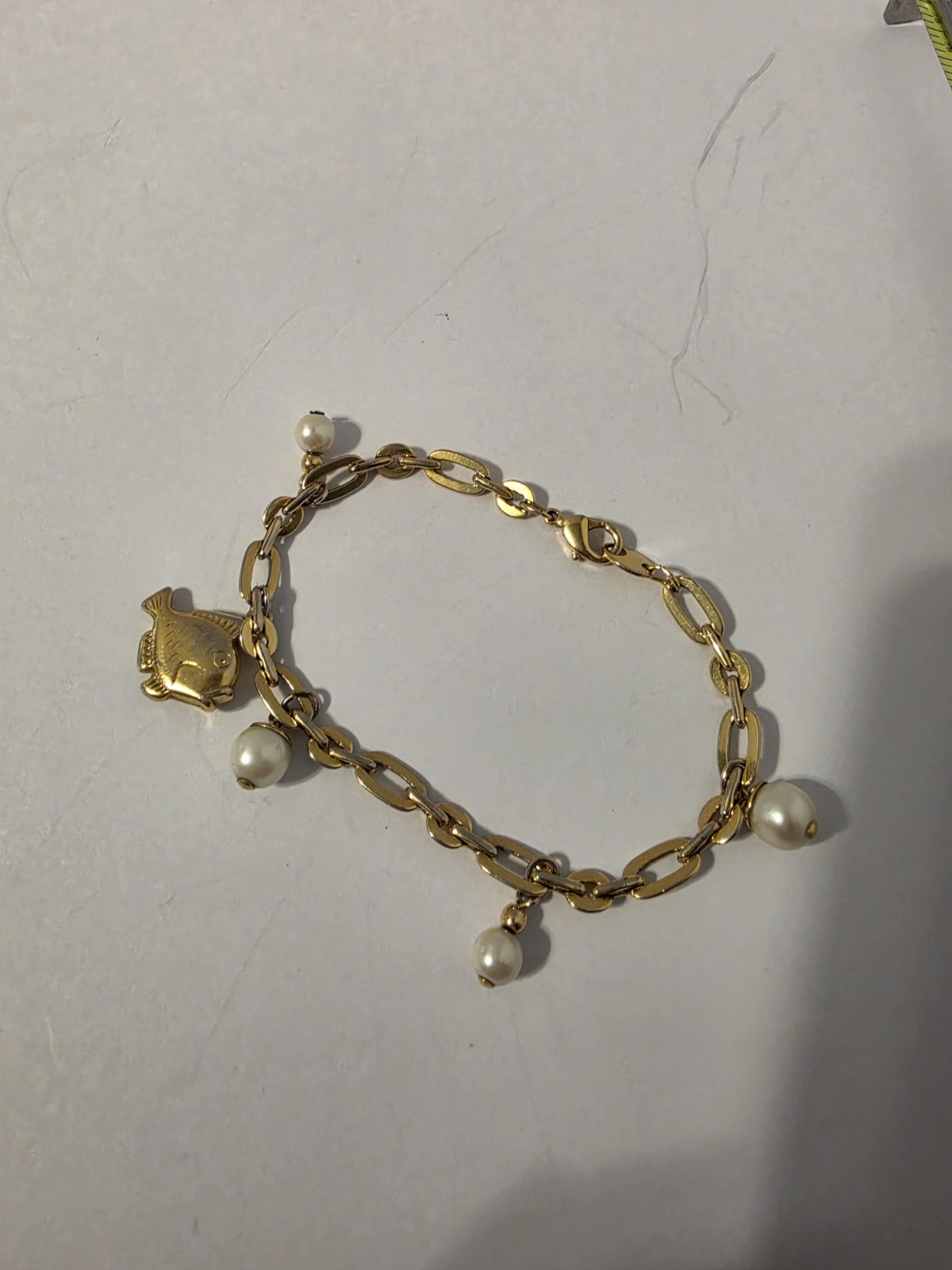 Gold Pearls Fish Bracelet None tarnish Or Soap Problem Free Jewelry