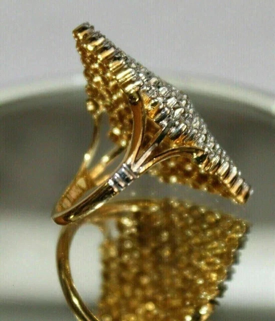 2.50Ct Round-Cut Real Moissanite Cluster Engagement Ring 14K Yellow Gold Plated