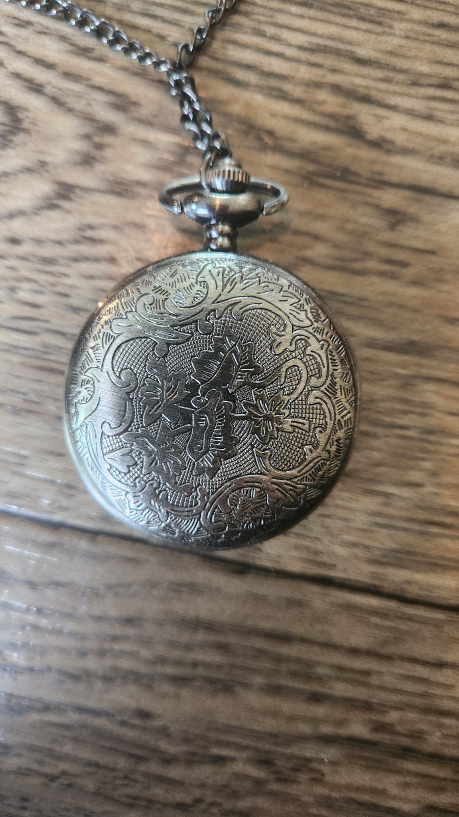 Native American Indian Chief Pocket Watch +Chain Enamel Brass Tone • New Battery