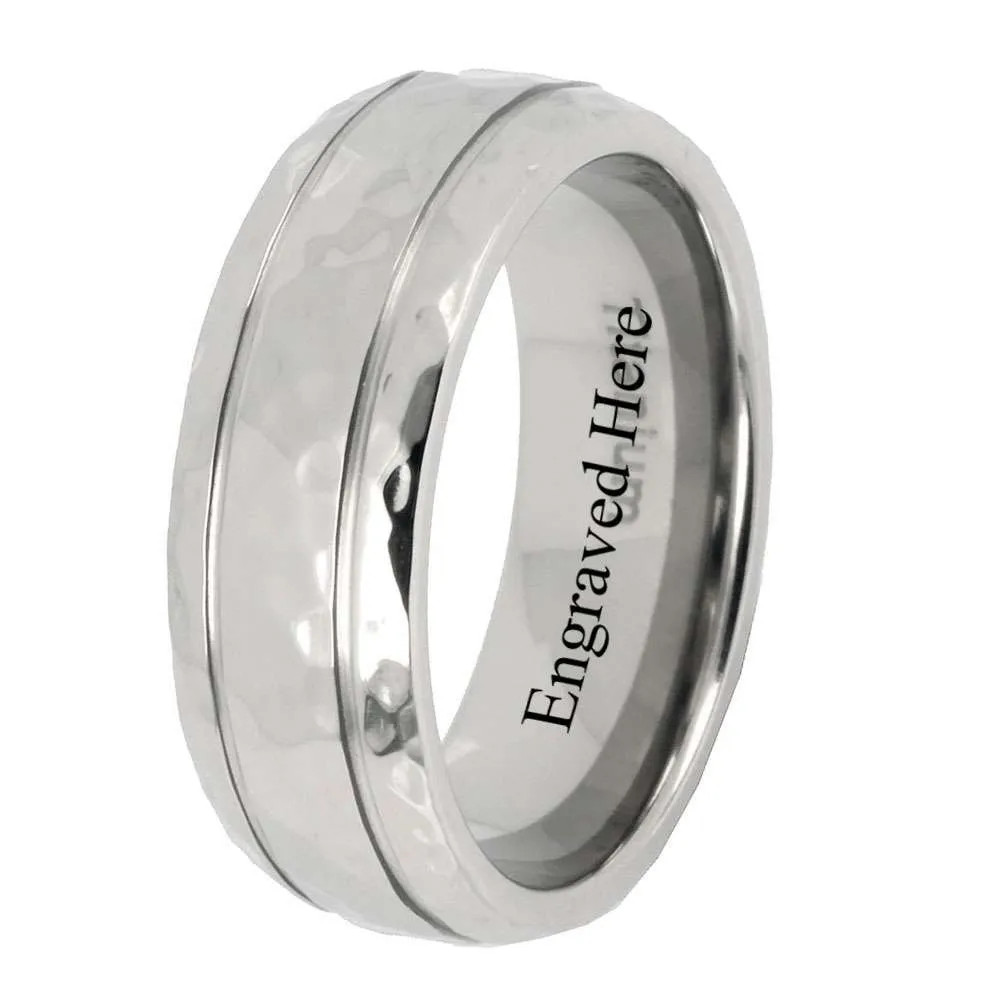 5mm, 8MM Titanium Glossy Polish Classic Dome Hammer Men Band Ring Size 4 to 13
