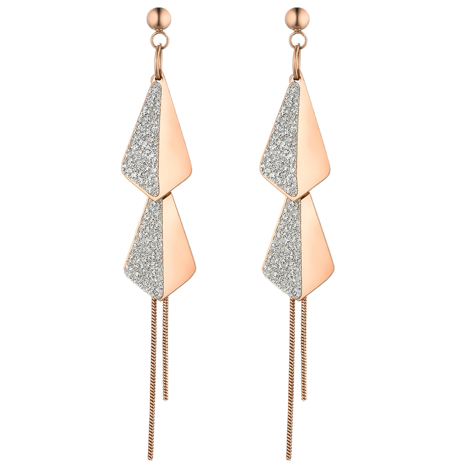 2pcs Women’s Stainless Steel Geometric Long Tassel Chain Drop Dangle Earrings