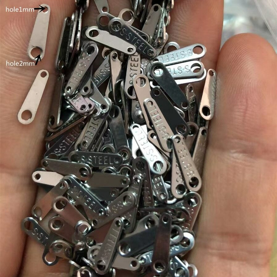30P Steel Connect Piece Plate Necklace Logo Two-Hole Small Tail Jewelry Findings