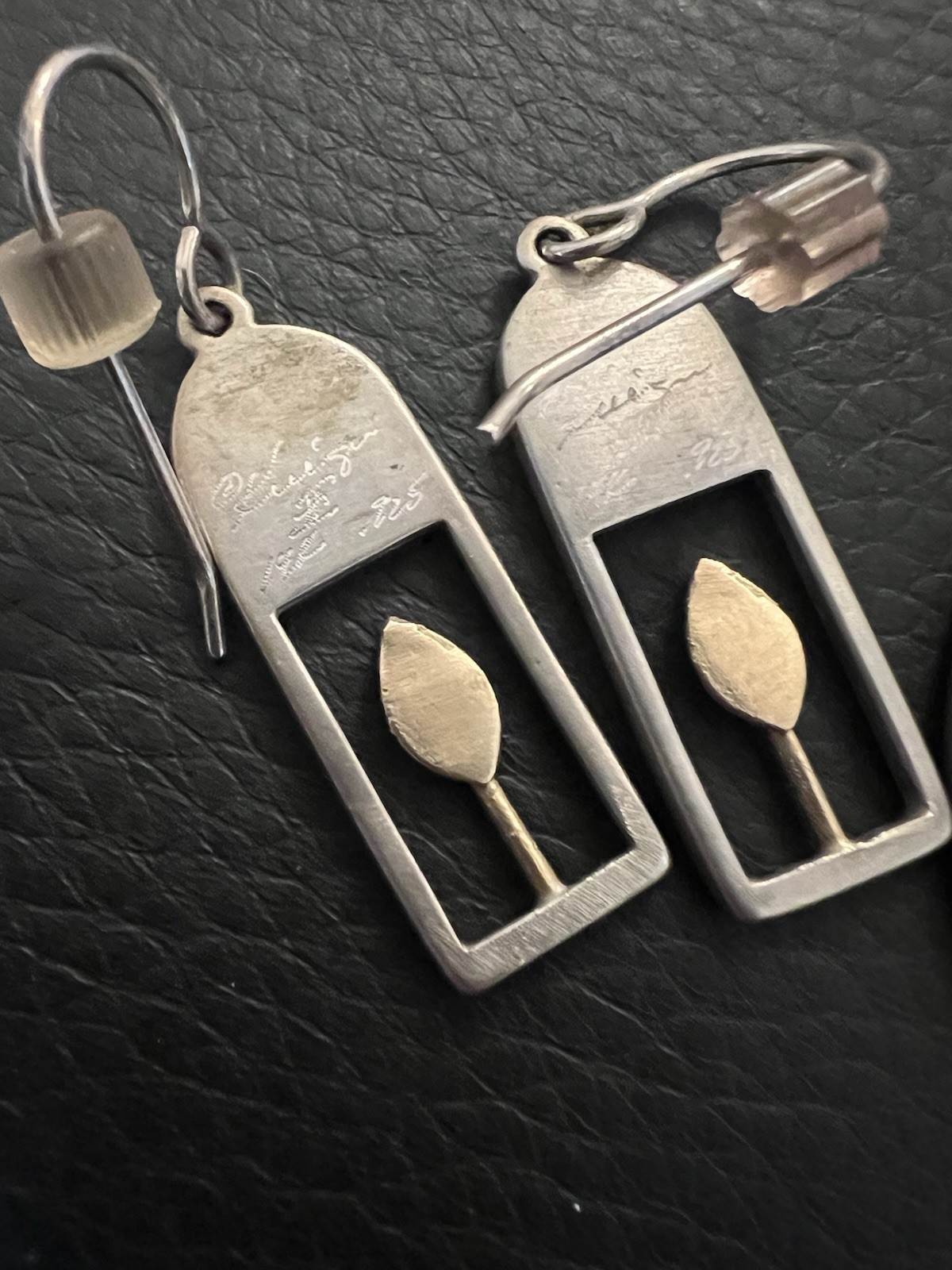 Vintage Karen Krieger Wall Series 14k Gold Sterling Silver Necklace Earrings Set