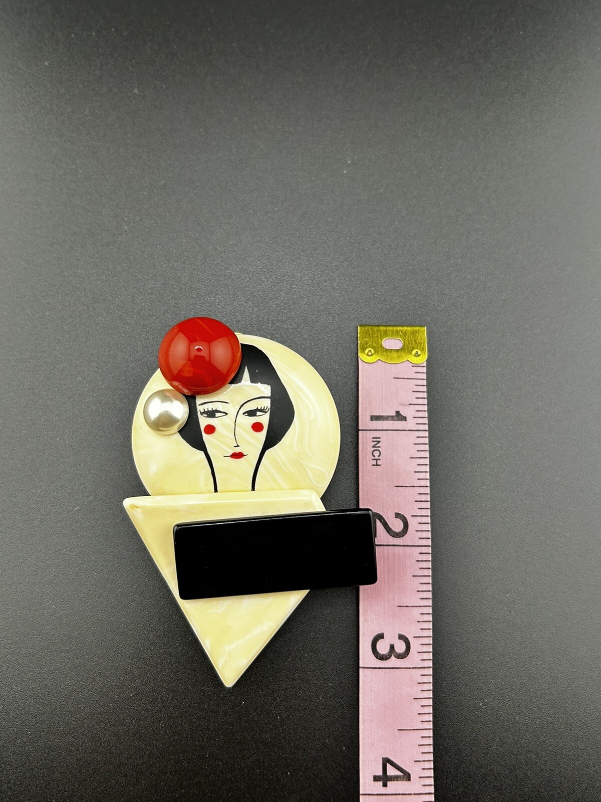 Moscow Nellie Mosca Subway Collection Signed Rosso Cuore Brooch Pin Italy