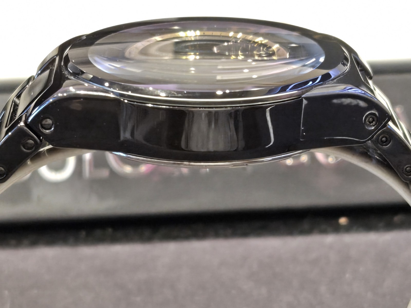 STORE DISPLAY Bulova Modern Millennia Automatic Skeleton Black Mens Watch 98A291