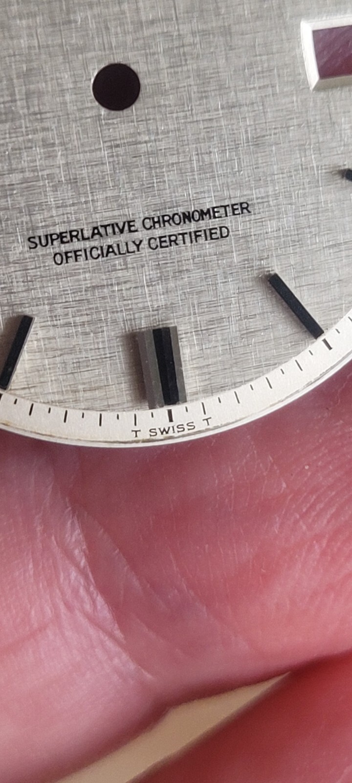 Rolex 100% genuine 36mm non quick set 1601 dial, linen black lacquer top marker