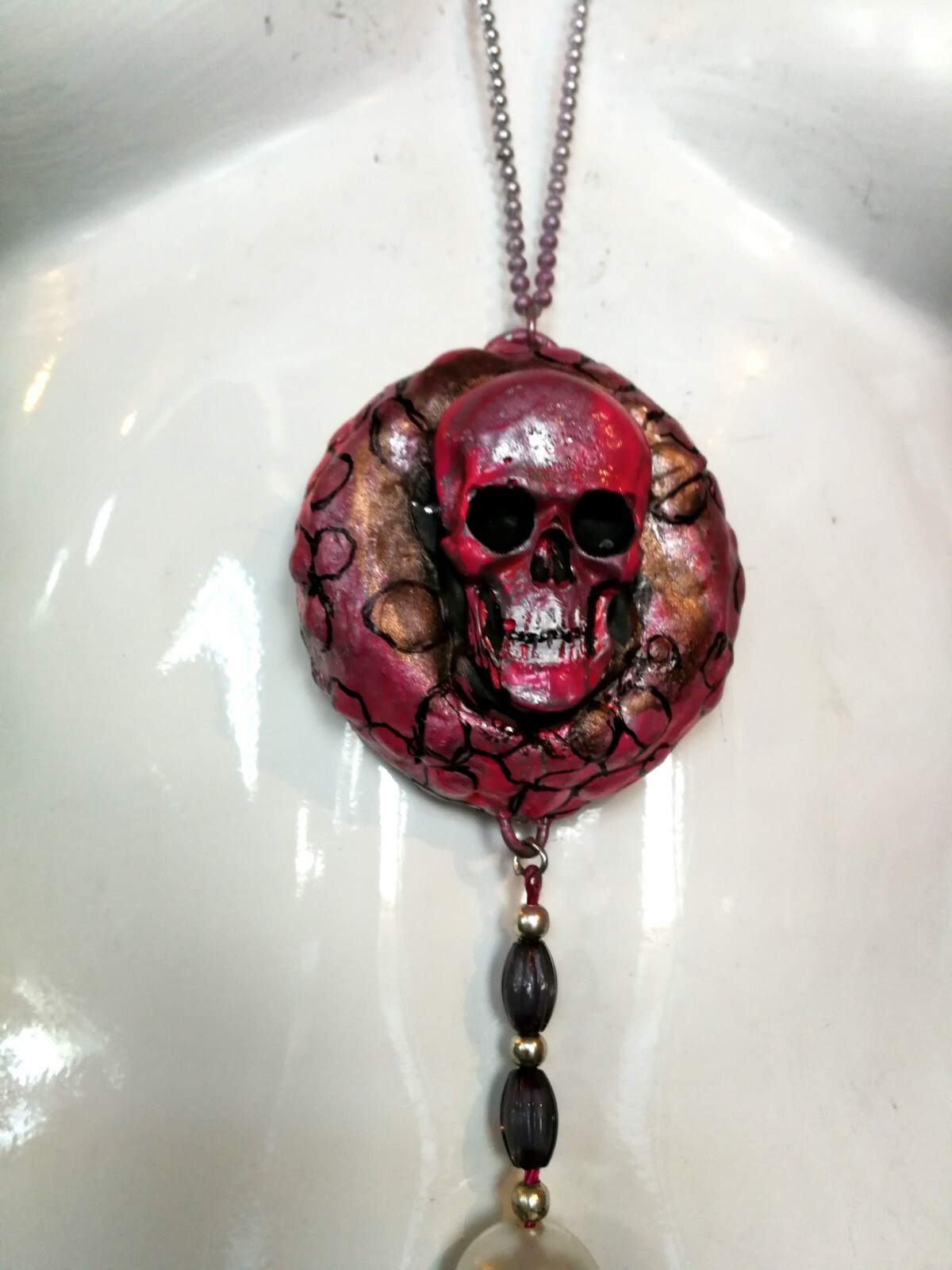 Black Magic Talisman Skull Bones Charm Amulet Dark Pendant Occult Symbol Voodoo