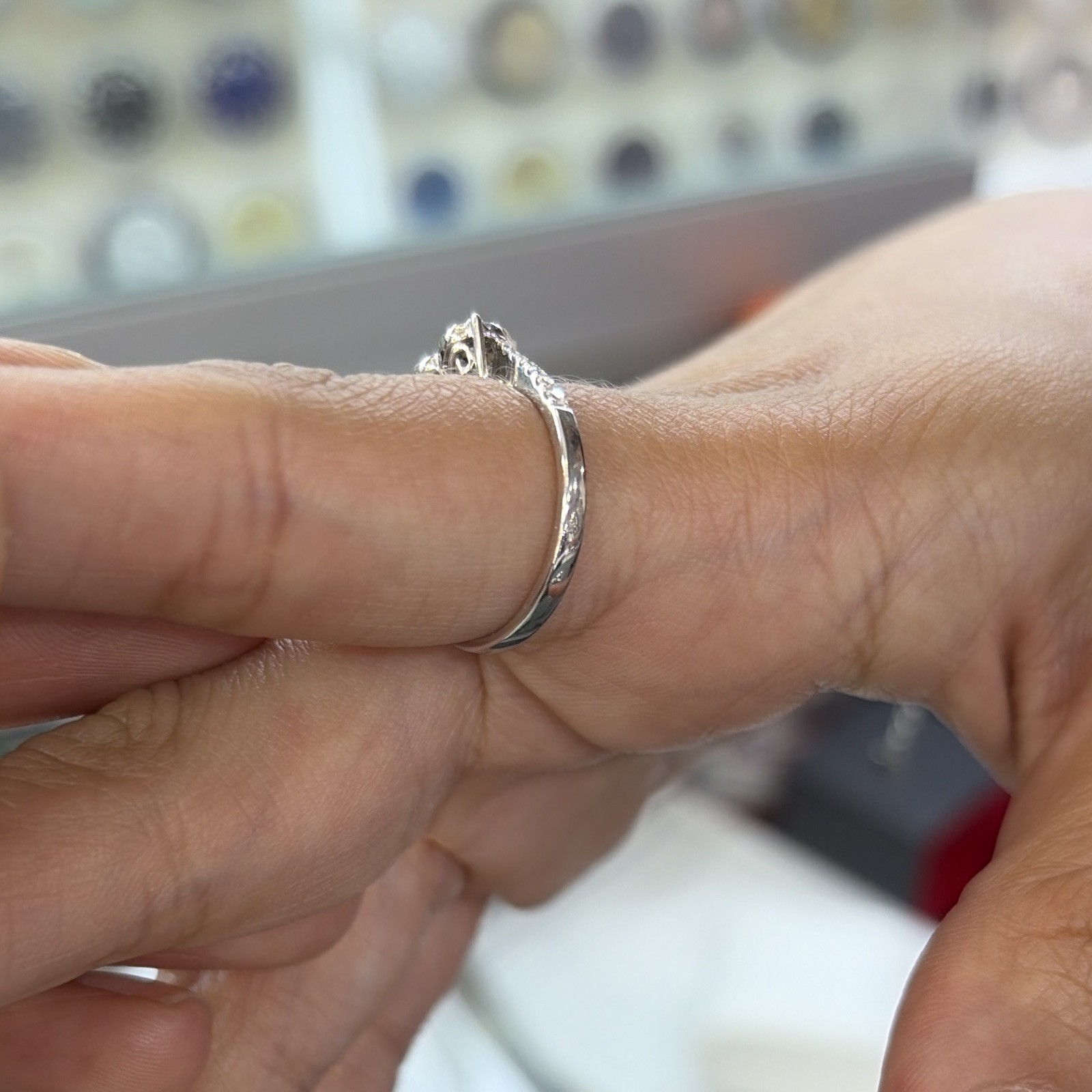 Heart-Shaped White Diamond Pavé Women’s Engagement Ring in White Gold