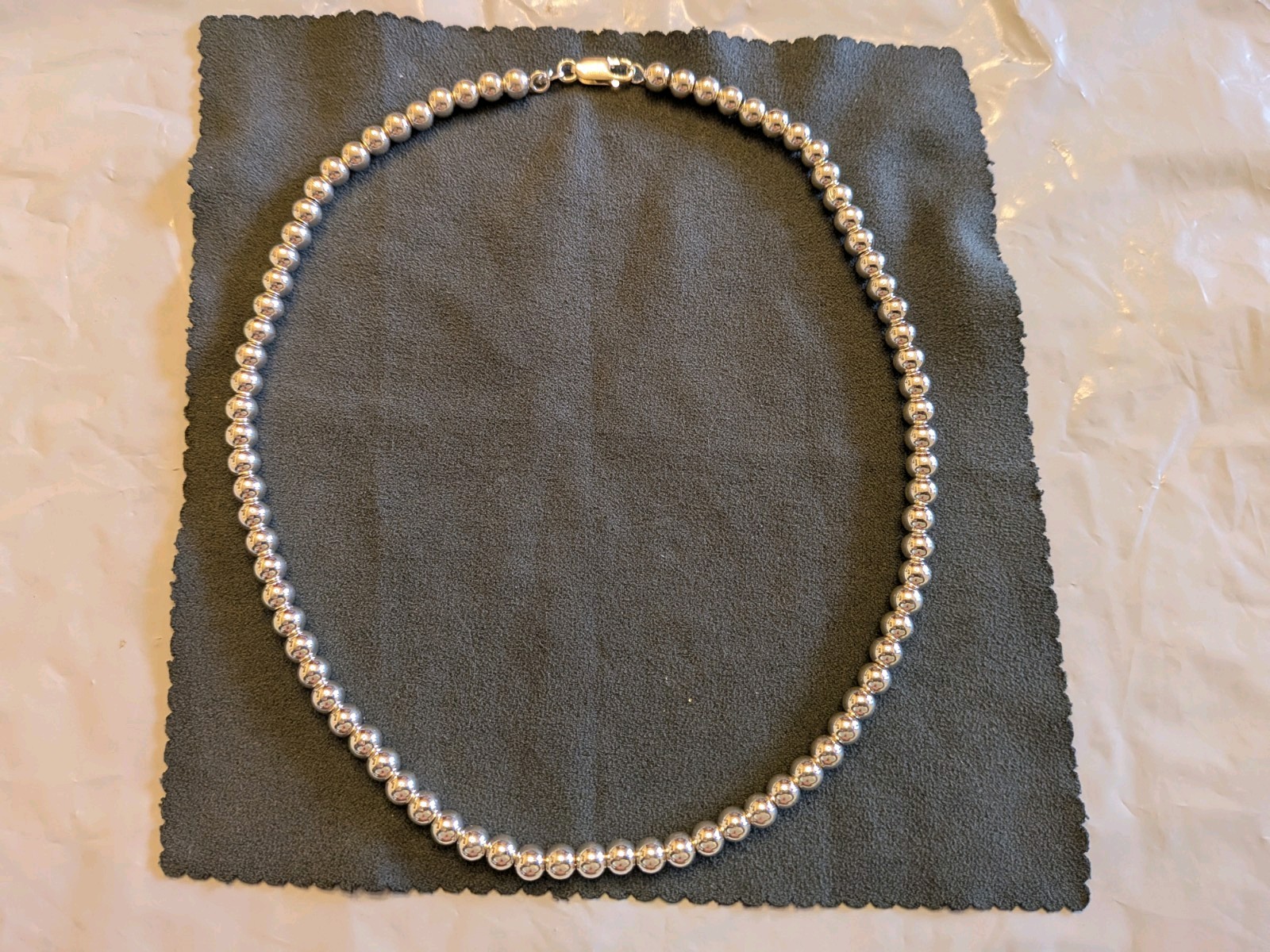 Sterling 925 Italy Silver Ball Necklace 18 Inch 4mm Wide 31.1 gm Necklace