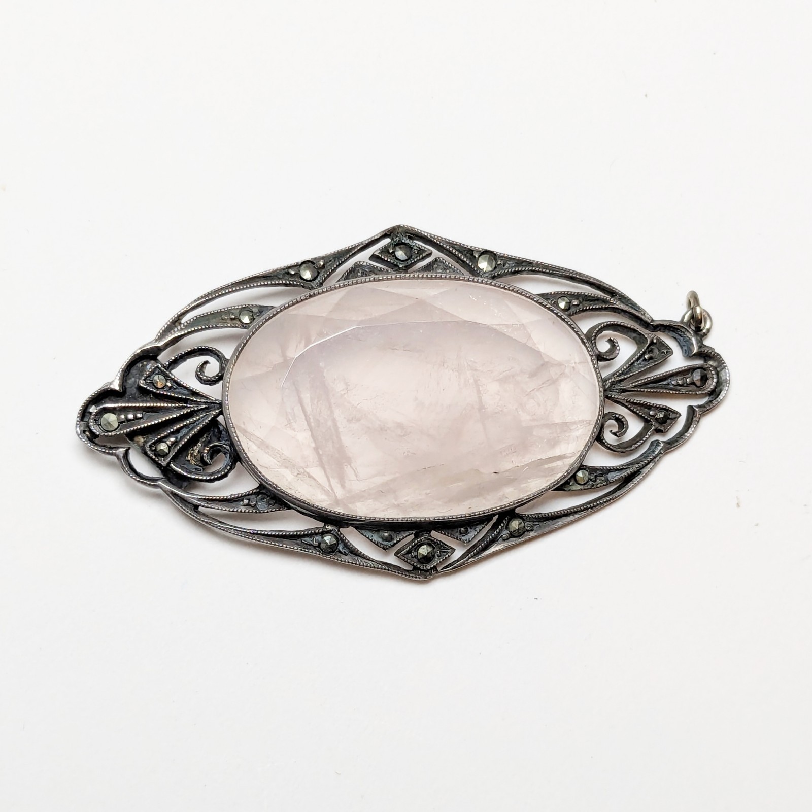 Vintage Sterling Silver Pink Quartz Germany Clasp Missing stone For fix or parts