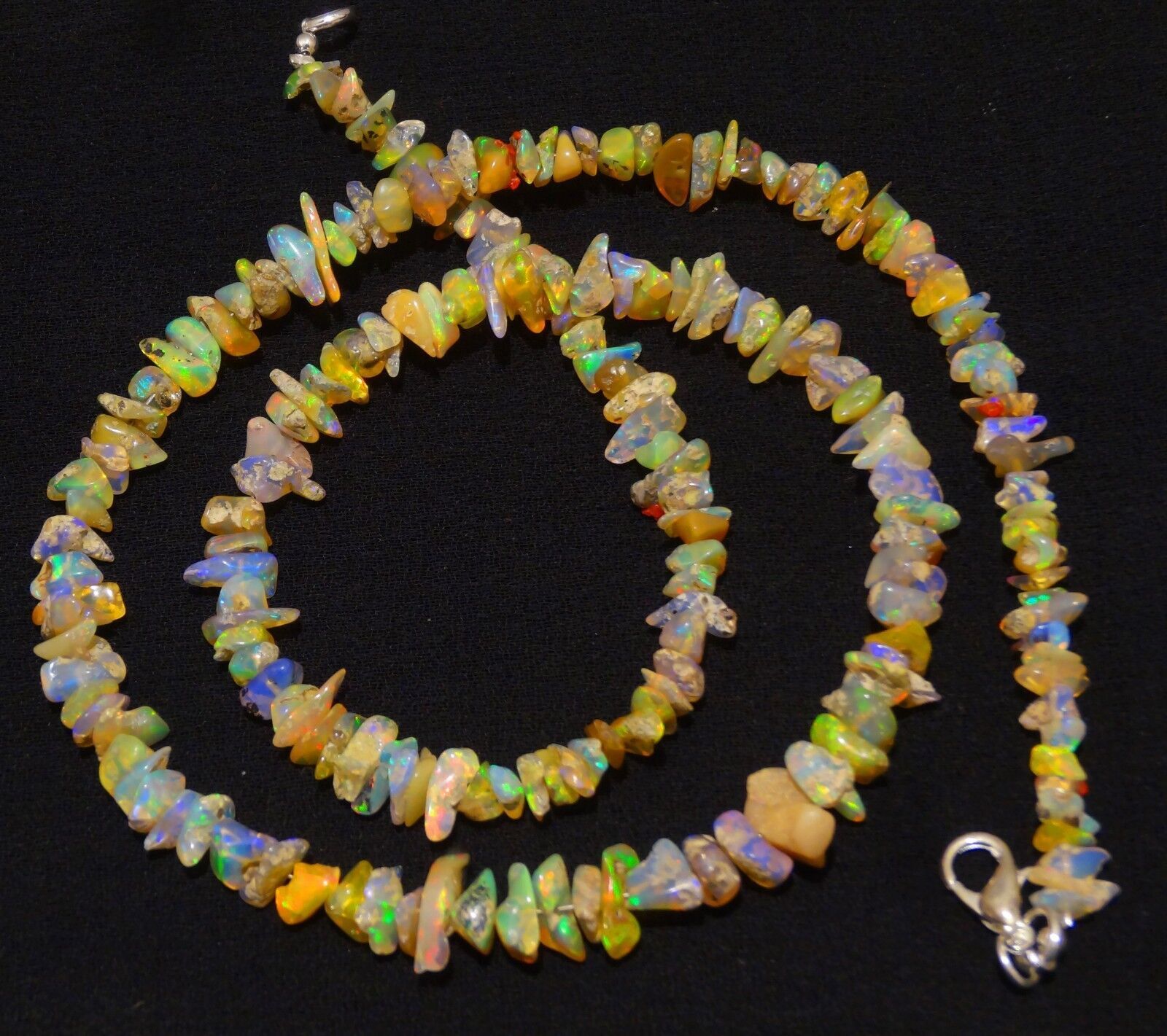 Natural Gem Ethiopian Welo Opal 5 to 8MM Approx. Uncut Beads Necklace 20″
