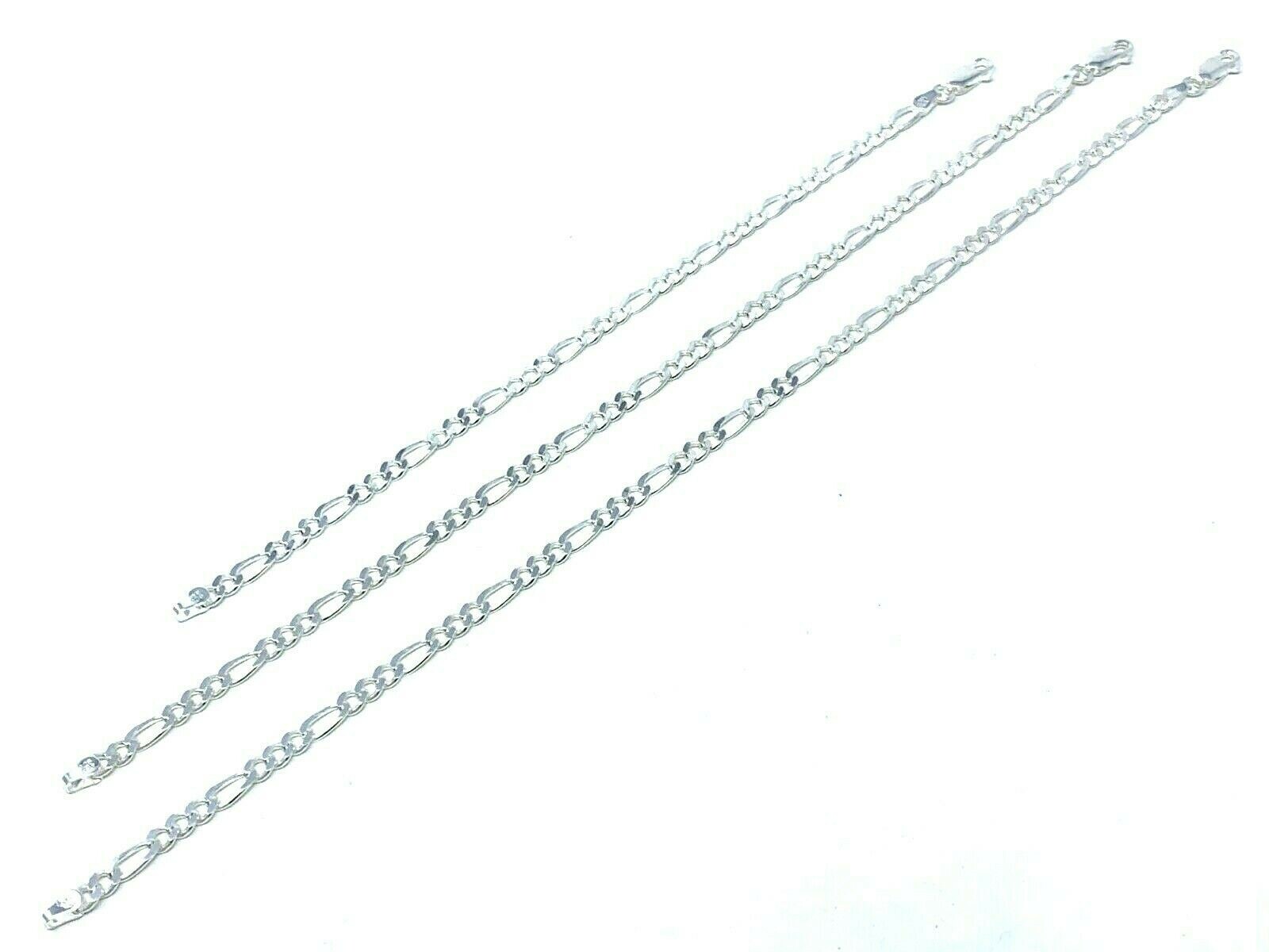 Italian 925 Sterling Silver Figaro Chain Bracelet or Anklet 4mm 7″-10″