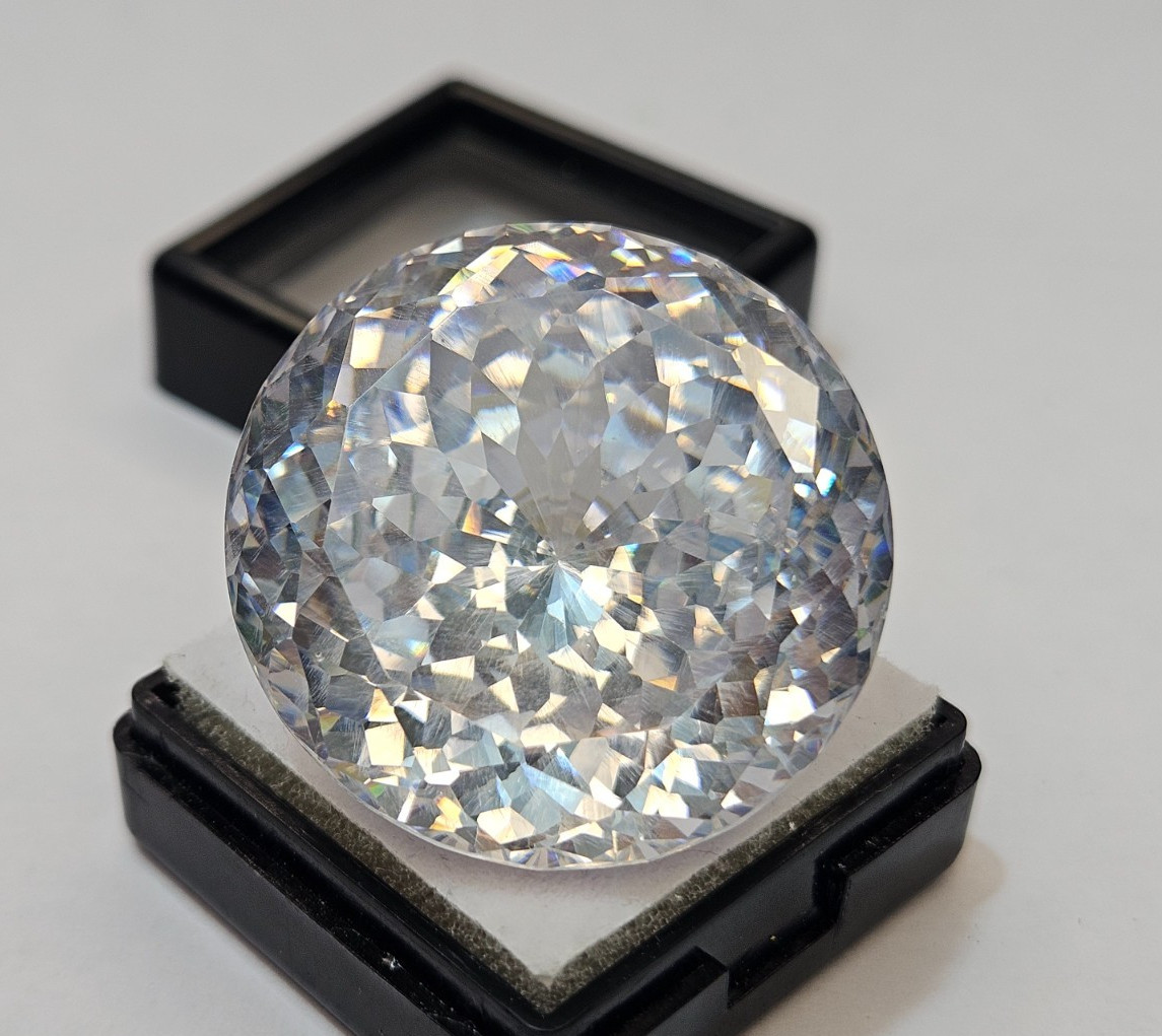 White Round Cut Zircon Cambodia 140.10 Ct Loose EGL Certified Gemstone FR-144