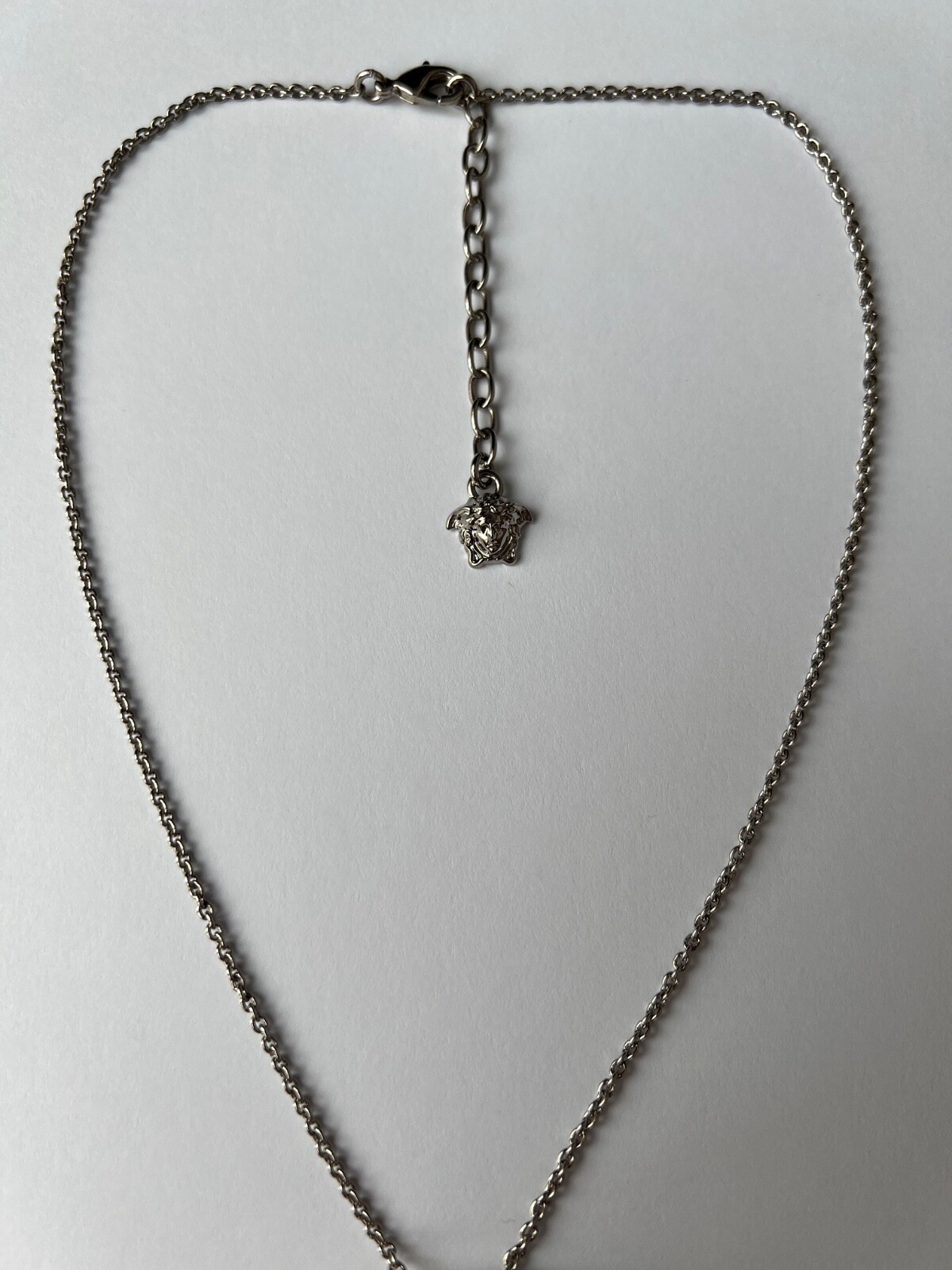 NIB Versace Nautical Anchor Logo Large Silver Sphere Round Pendant Necklace $975
