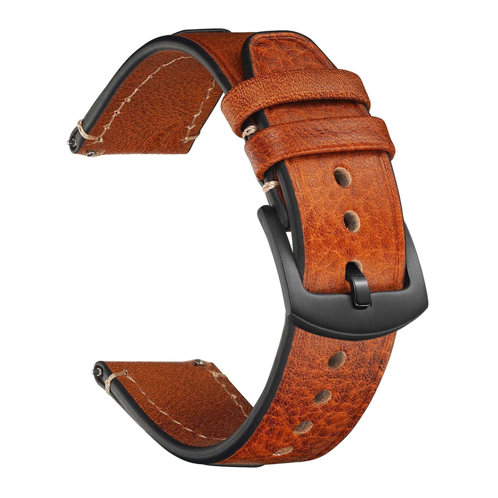 20MM Classic Genuine Leather Watch Band For Galaxy Watch 7/6/5 Pro/4/FE 44/40MM