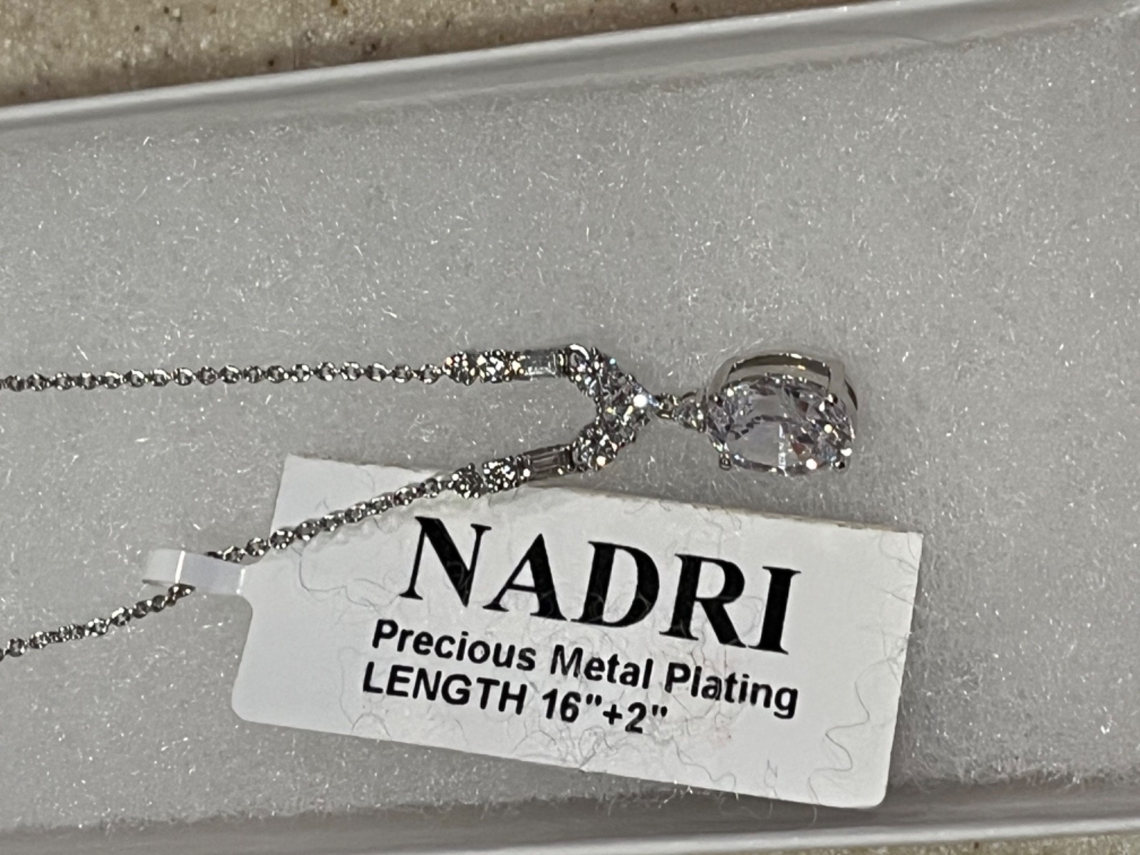 Nadri Delphine Small Frontal Short Pendant Silver Necklace
