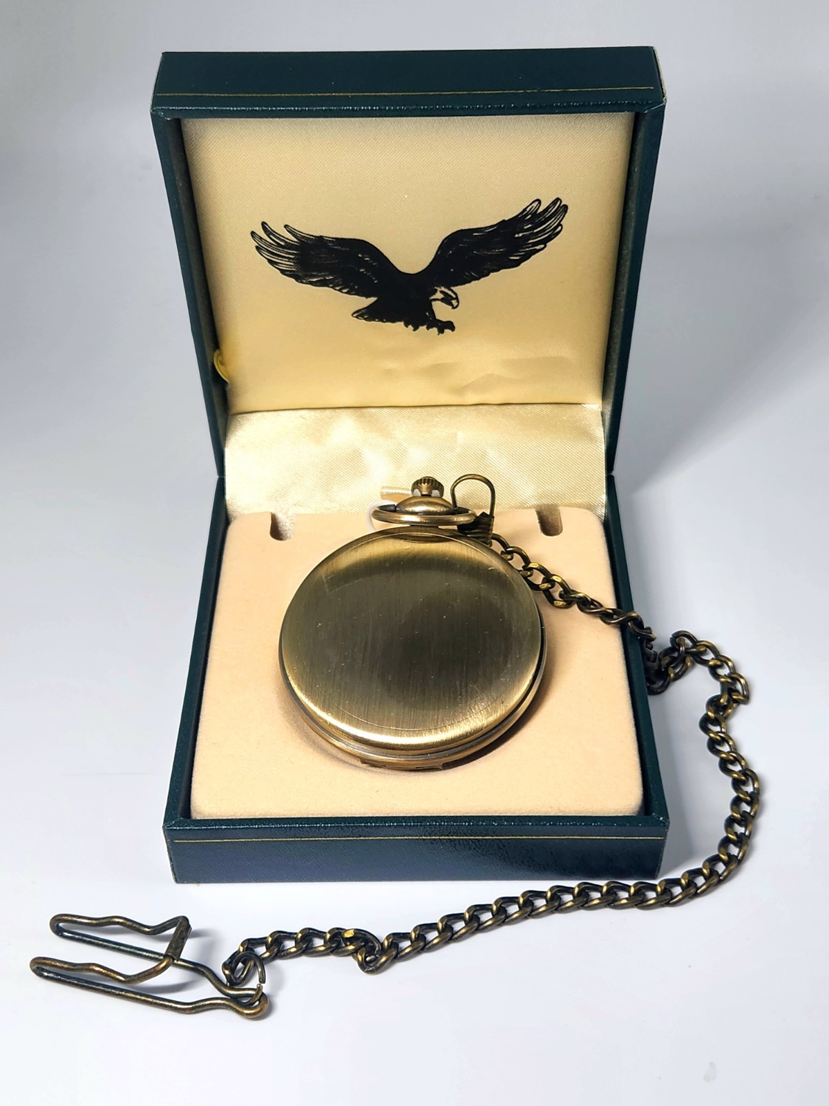 American Bald Eagle Pocket Watch Flying Raptor Vintage Style Bronze Collectible