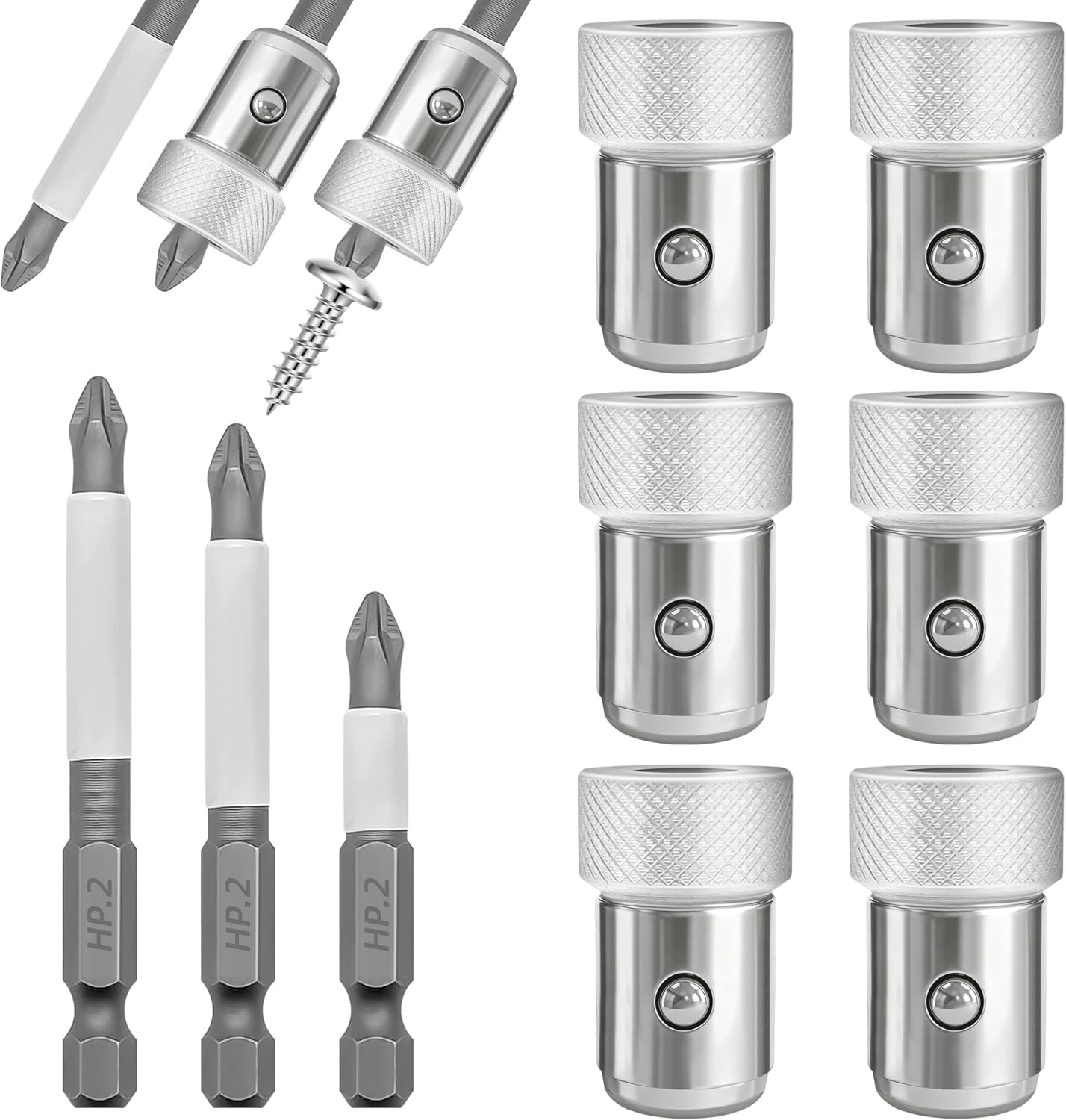 Upgrade 6-Piece Strong Magnetic Screw Ring & 3 Pcs Ph2 Screwdriver Bit Set