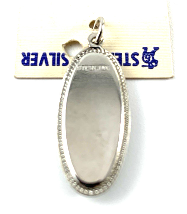 Rose (June) Sterling Silver Charm | Elco | 1″ Oval | New Old Stock | VG