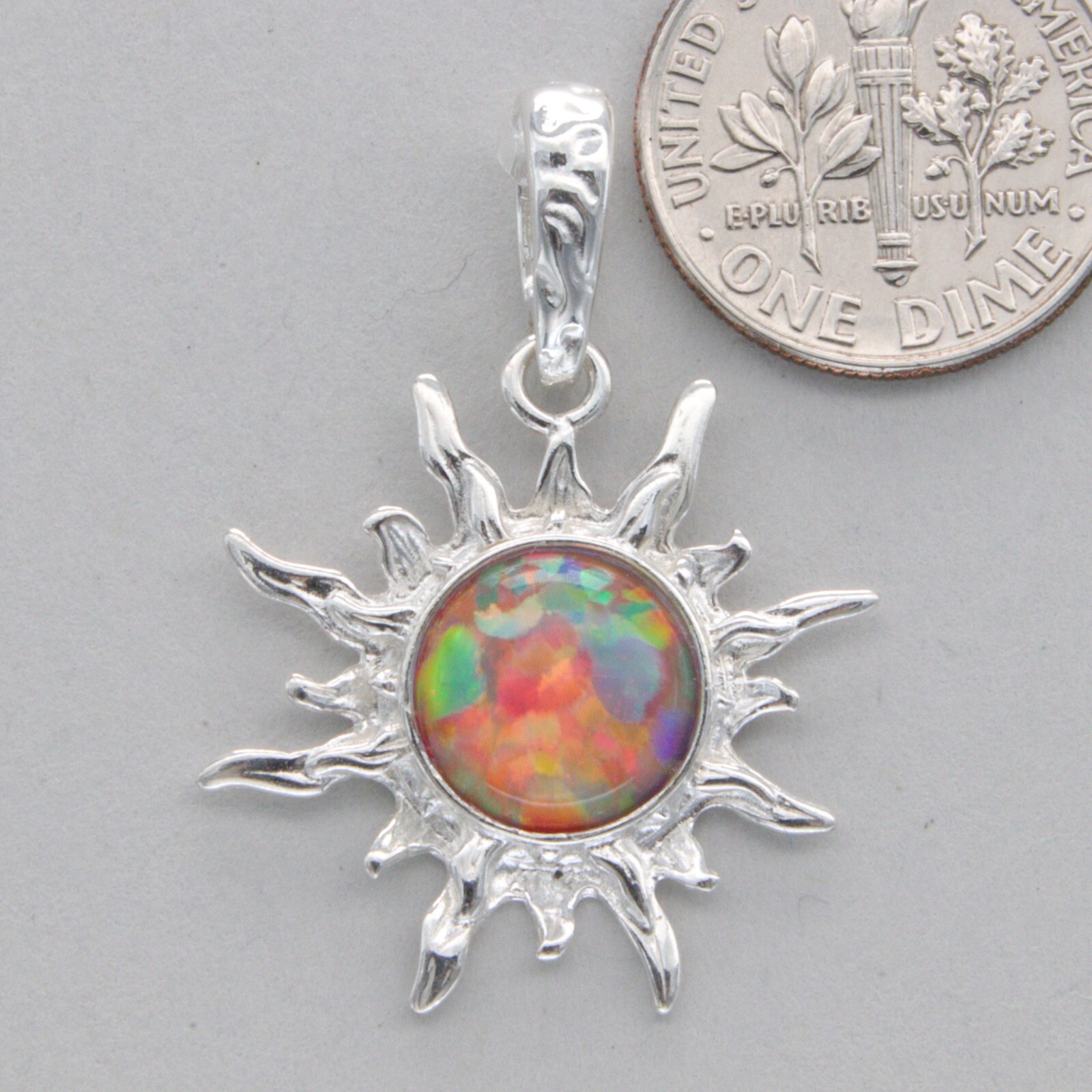 Purple FIRE OPAL Sun Pendant – 925 STERLING SILVER #124e