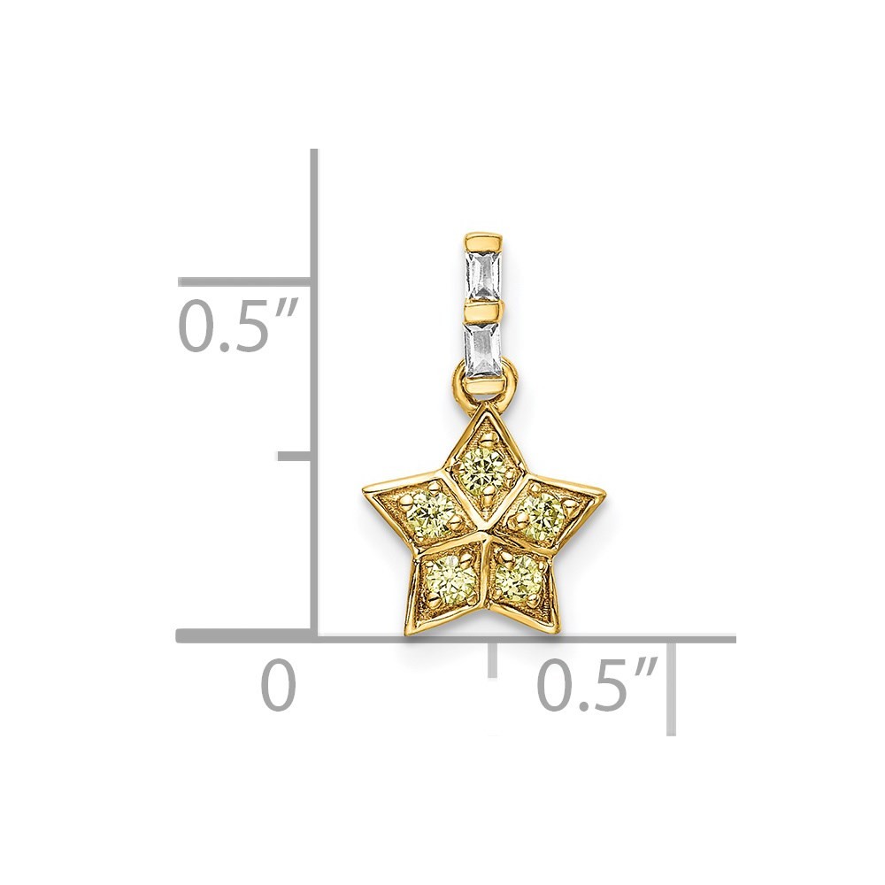 14k Yellow Gold Diamond and Yellow Sapphire Star Pendant 0.62gm