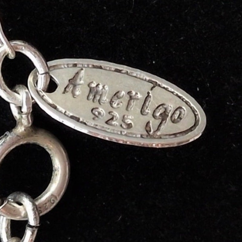 Amerigo 925 Sterling Silver Necklace Pink and Gray Beaded Drop Chain 18.5in