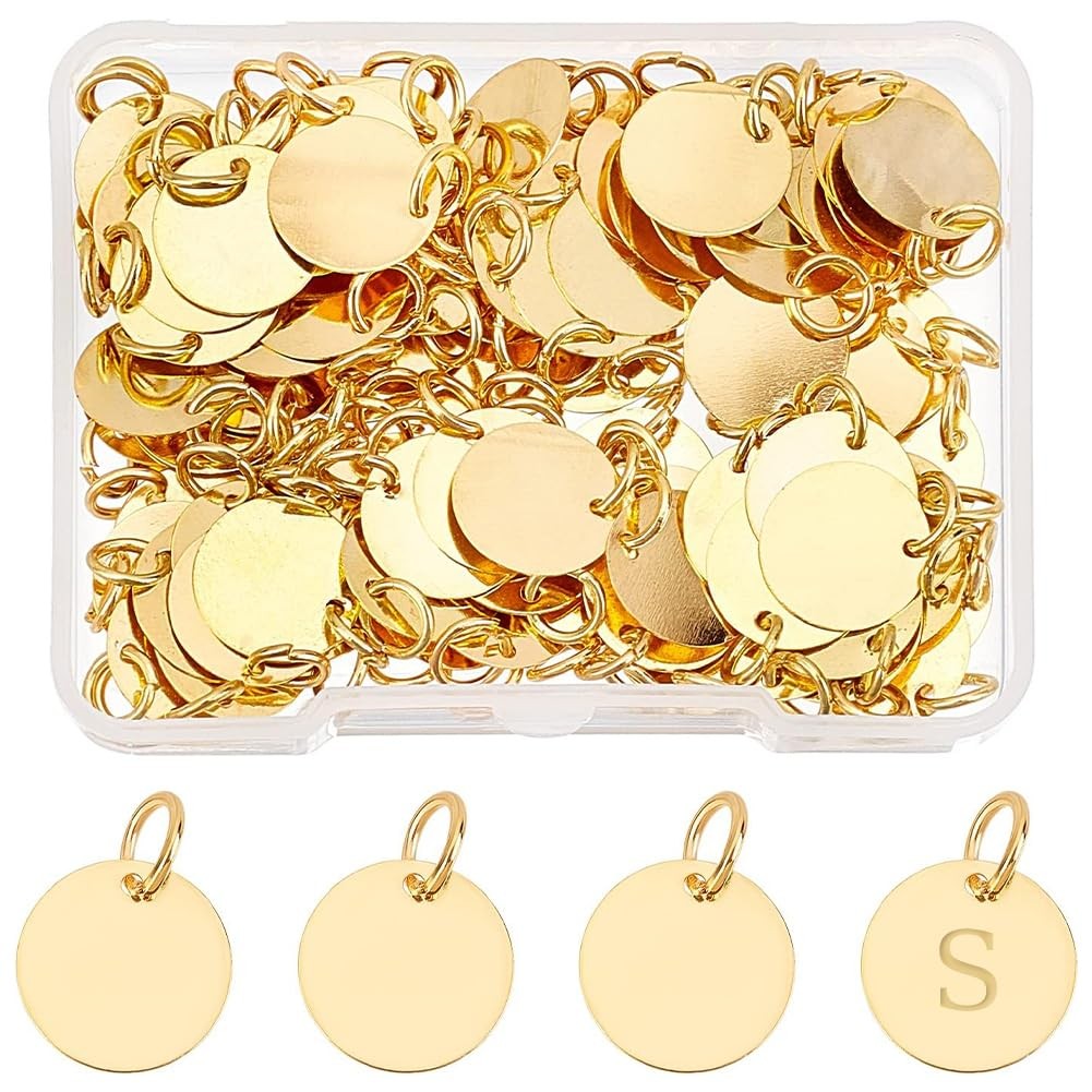 SUPERFINDINGS 100Pcs Brass Stamping 12mm (diameter), 0.25mm (thickness), Gold