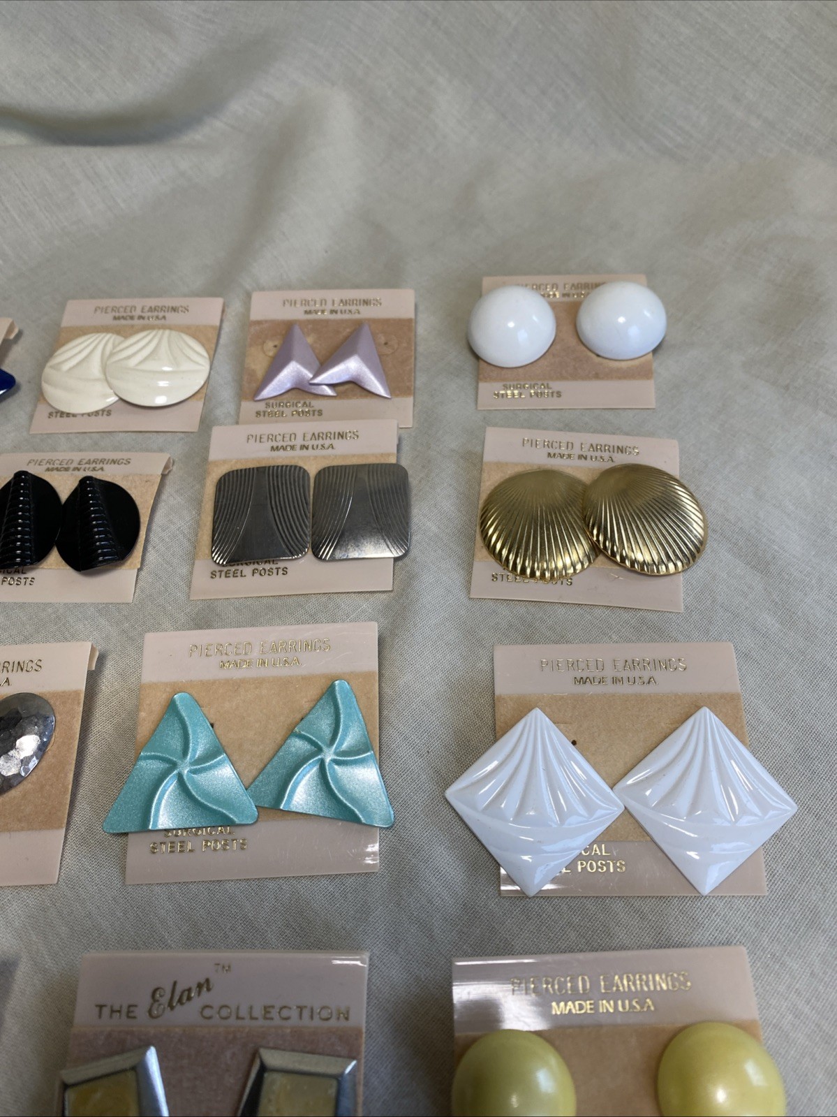 Vtg NOS Pierced Earrings Lot of 20 Metal Acrylic Plastic 80s 90s Multi-Color USA
