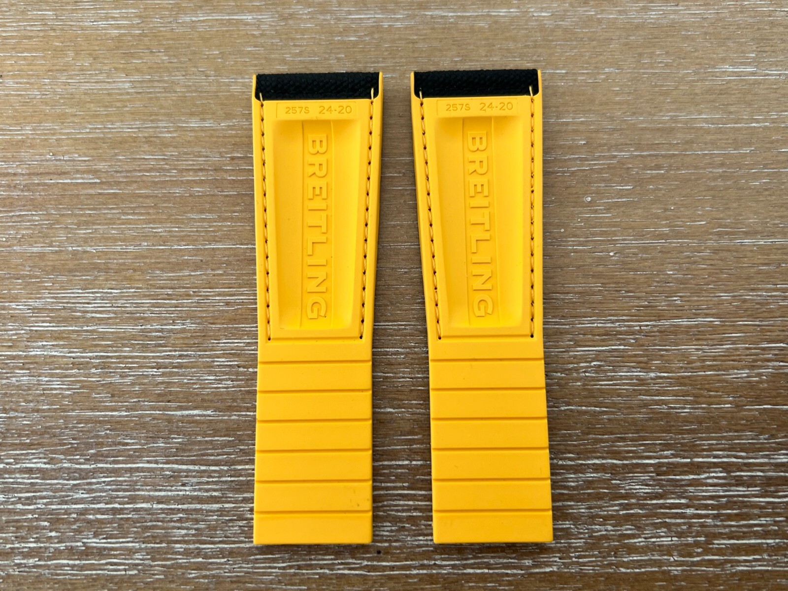 Breitling Hurricane Black Military Canvas Fabric Yellow Rubber Strap 24-20 257S