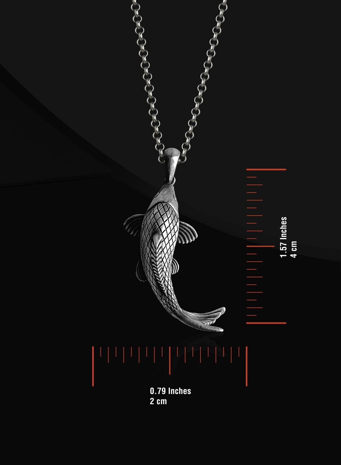 Japanese Koi Fish Necklace 925 Sterling Silver Pendant Necklace US Duty Free
