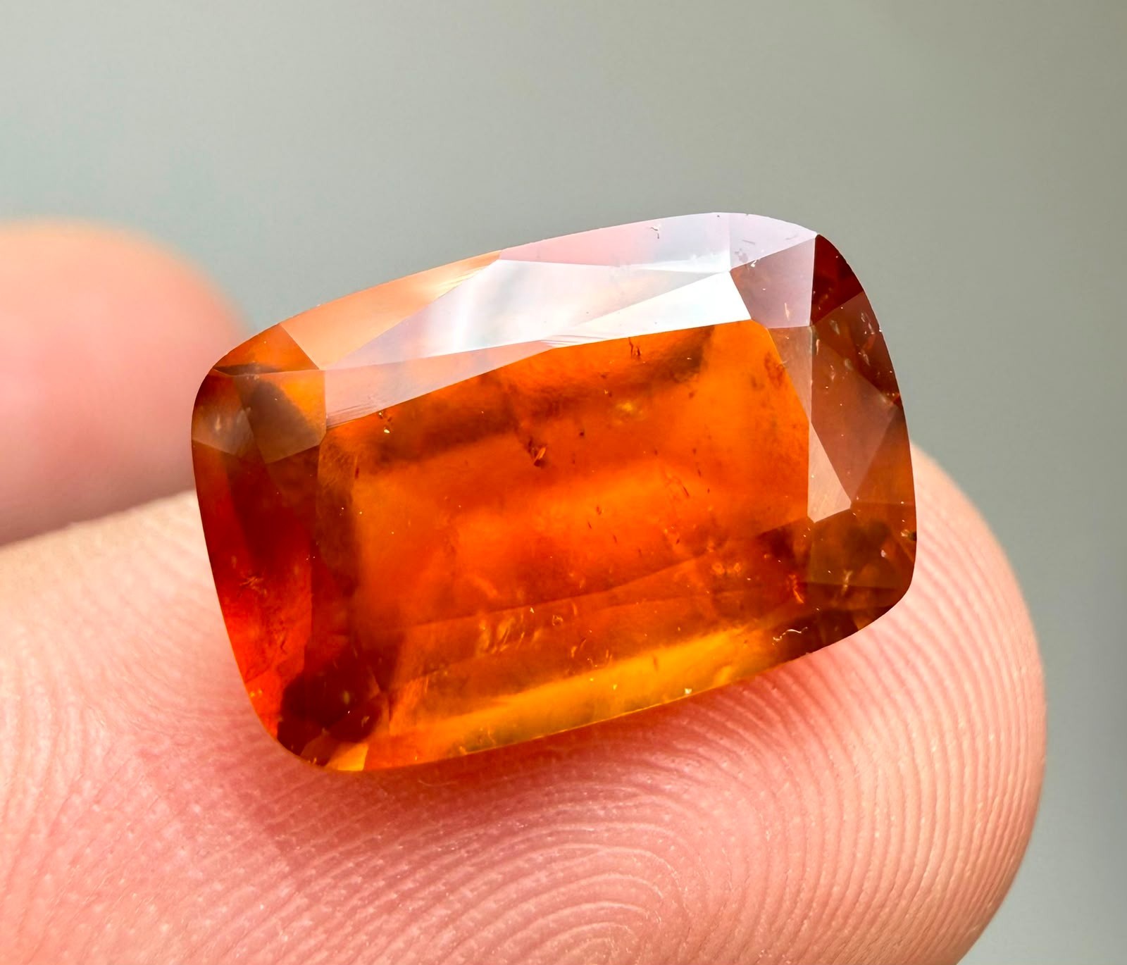 12.45 ct top quality natural orange color hessonite garnet loose gemstone